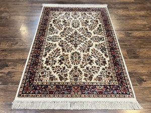Karastan Rug 4x6, Karastan Ivory Sarouk #760 Wool Carpet, Vintage Original Collection 700 Series Discontinued, Floral Oriental Rug