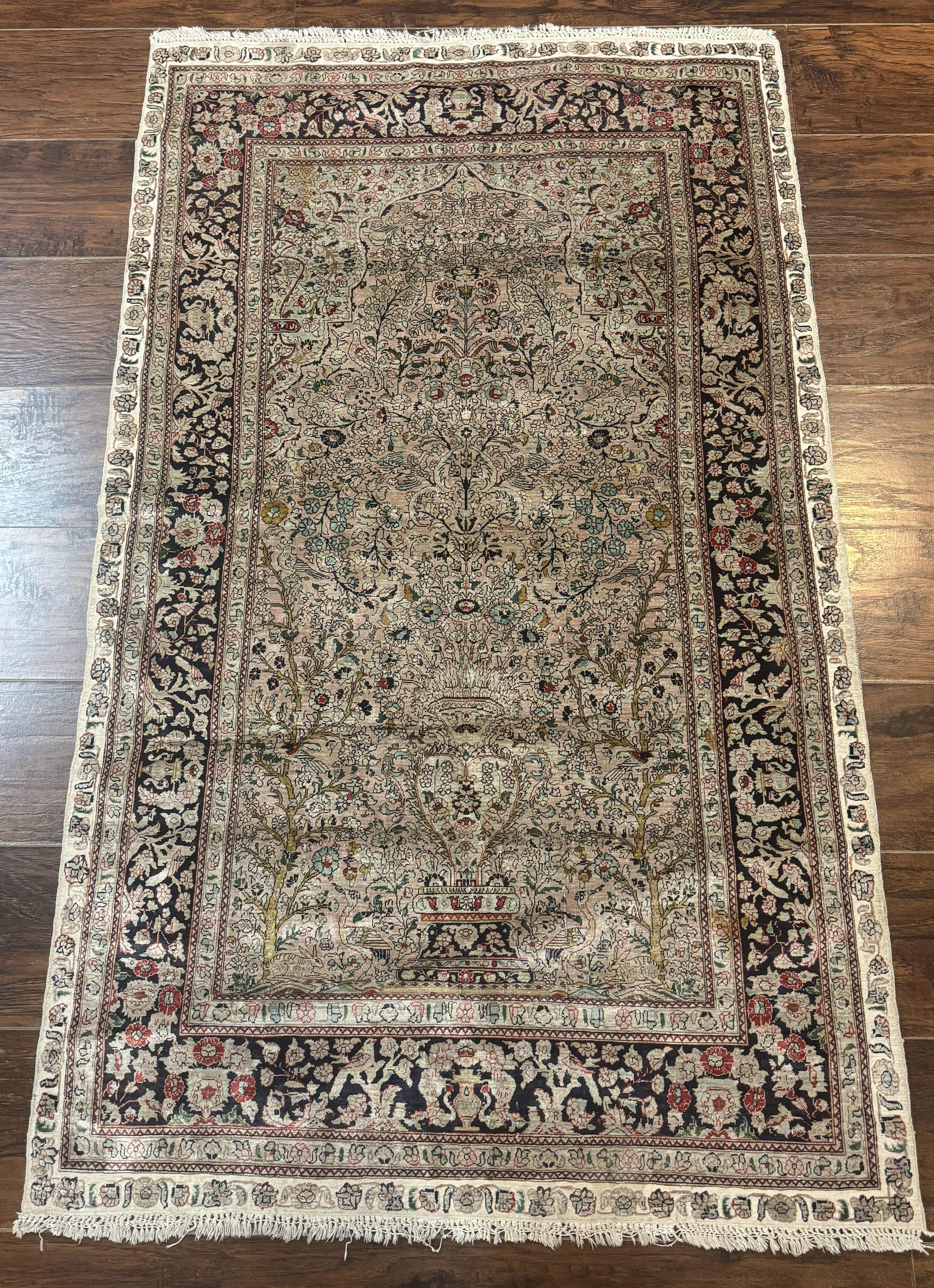 Sino Persian Silk Tree of Life Rug 3x5, Very Fine 550 KPSI, Taupe - Jewel Rugs