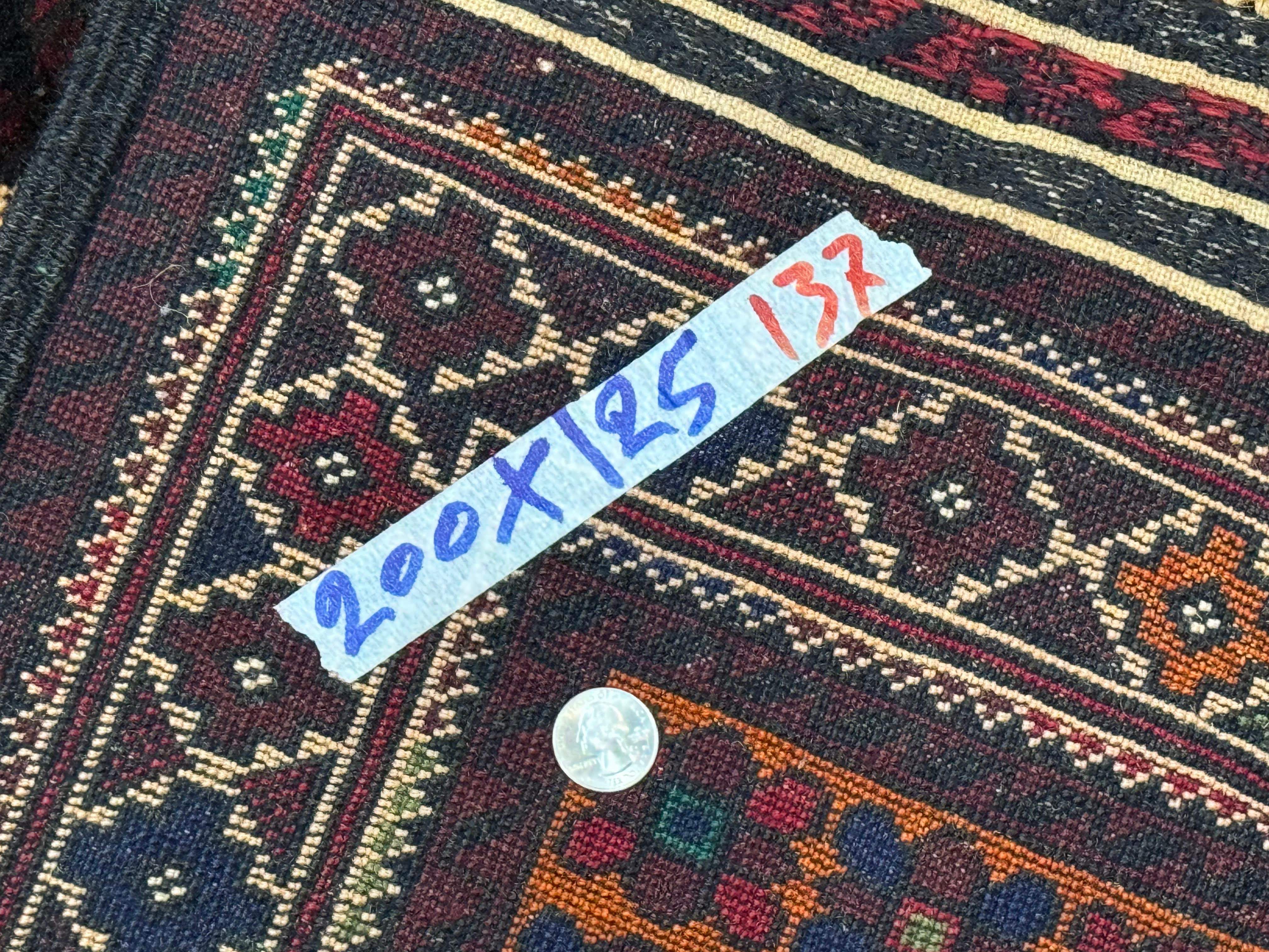 Persian Baluch Rug 4x7 – Golden Yellow and Burgundy, Hand-Knotted Wool Tribal Carpet - Jewel Rugs