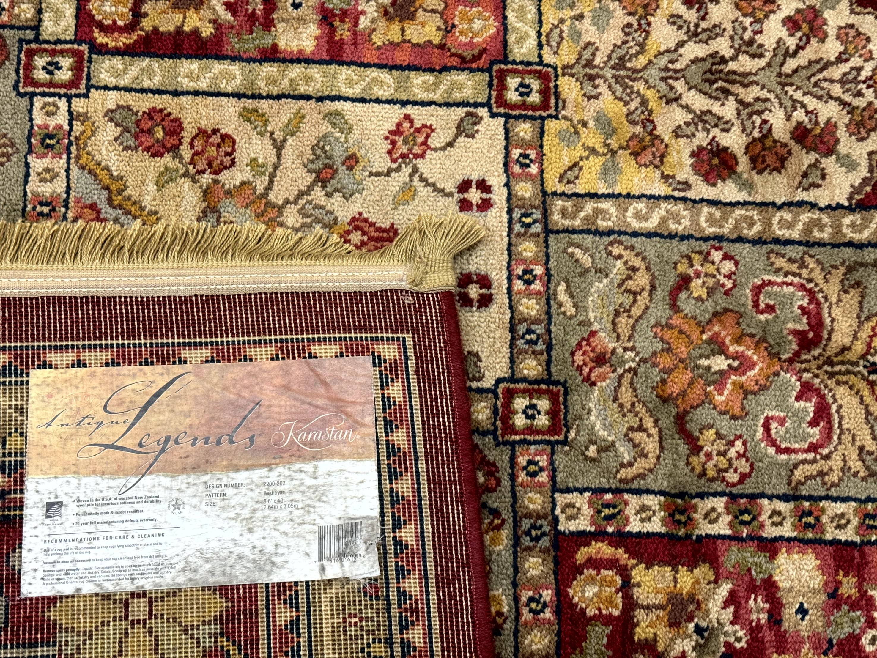 Karastan Bakhtiyari Rug 8.8 x 10, Antique Legends Karastan Wool Carpet #2200-202, Multicolor Panel - Jewel Rugs