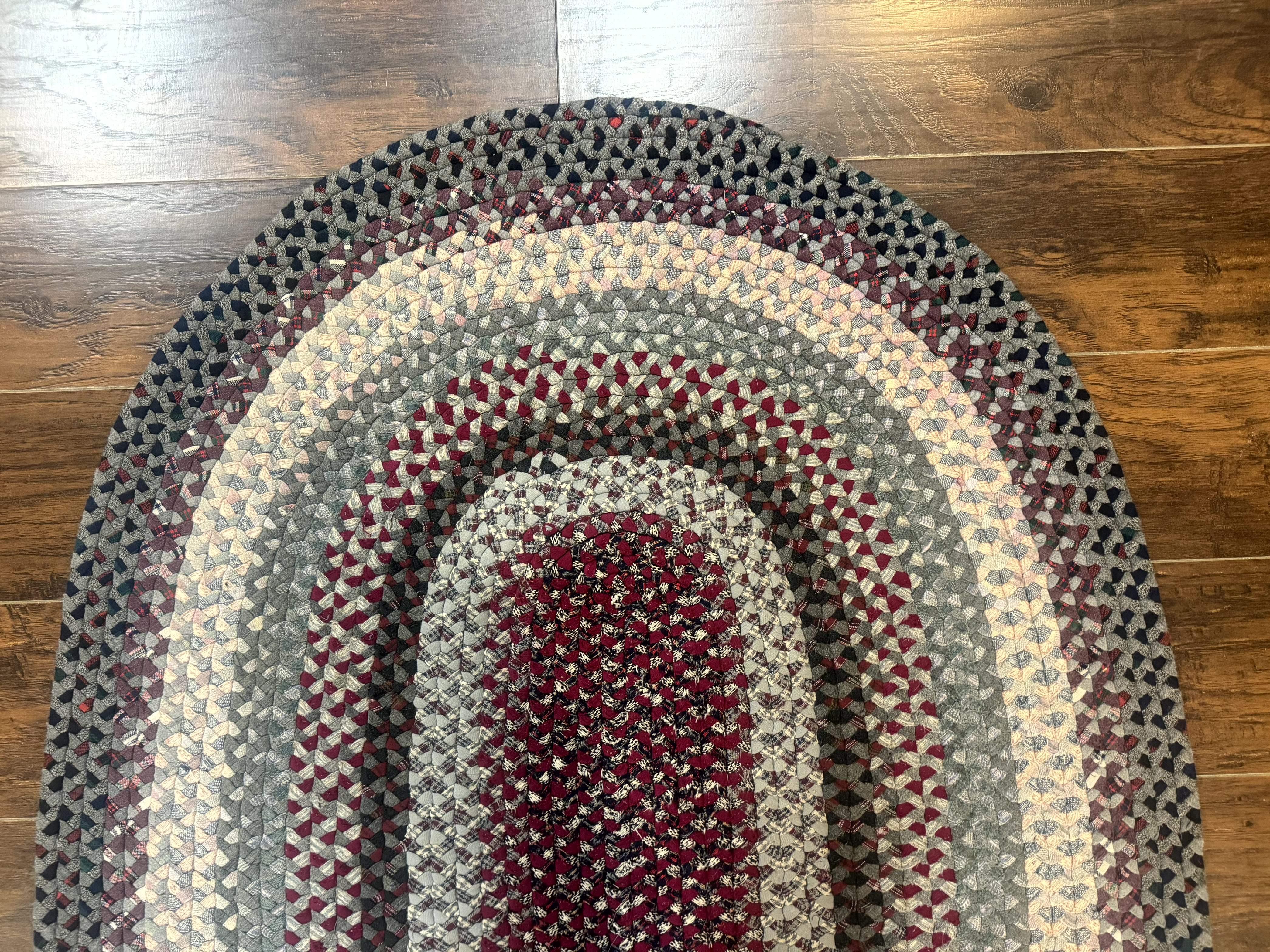 American Braided Rug 3x5, Multicolor, Vintage Mid Century Oval Braided Carpet - Jewel Rugs