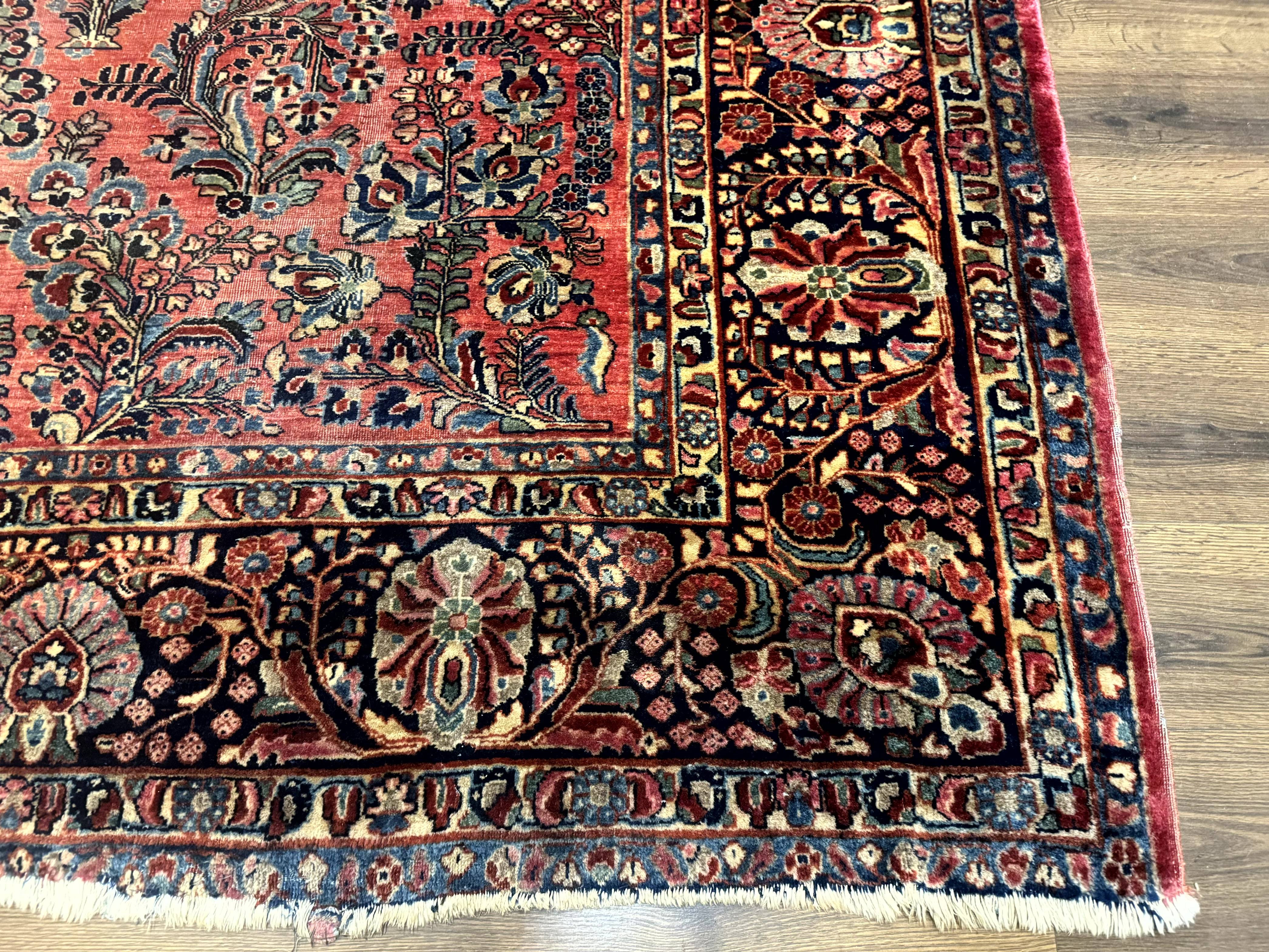 Antique Persian Sarouk Rug 9x12, Red, Floral - Jewel Rugs
