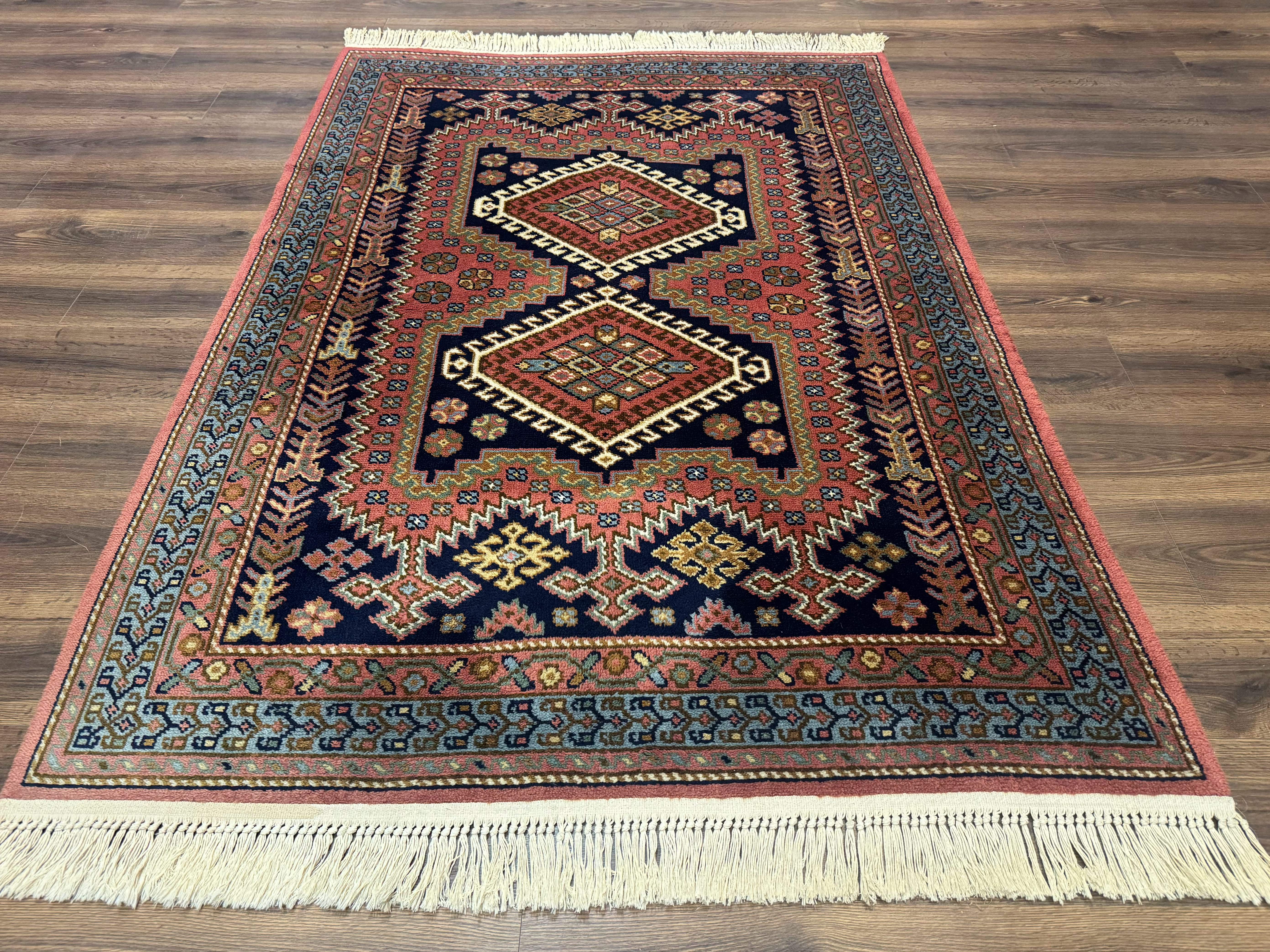 5x7 Persian Tribal Design Rug, Wool, Geometric Medallions, Vintage, Power Loomed - Jewel Rugs