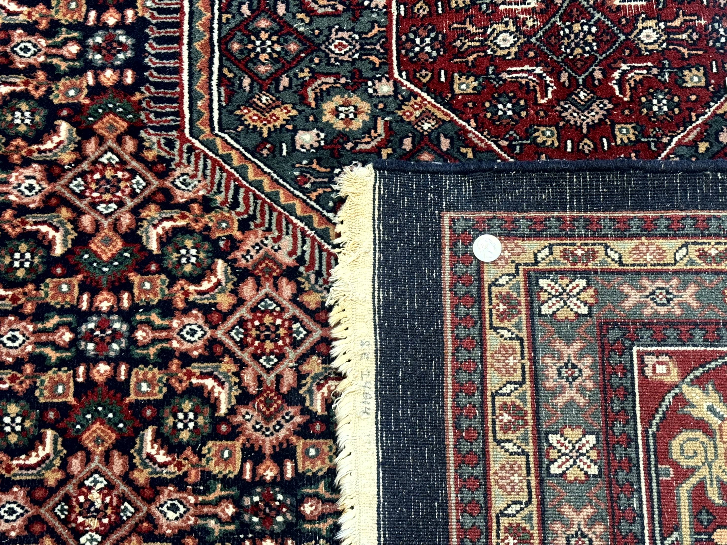 Indo Persian Bidjar Rug 9x12 Wool Handmade Carpet Dark Blue - Jewel Rugs