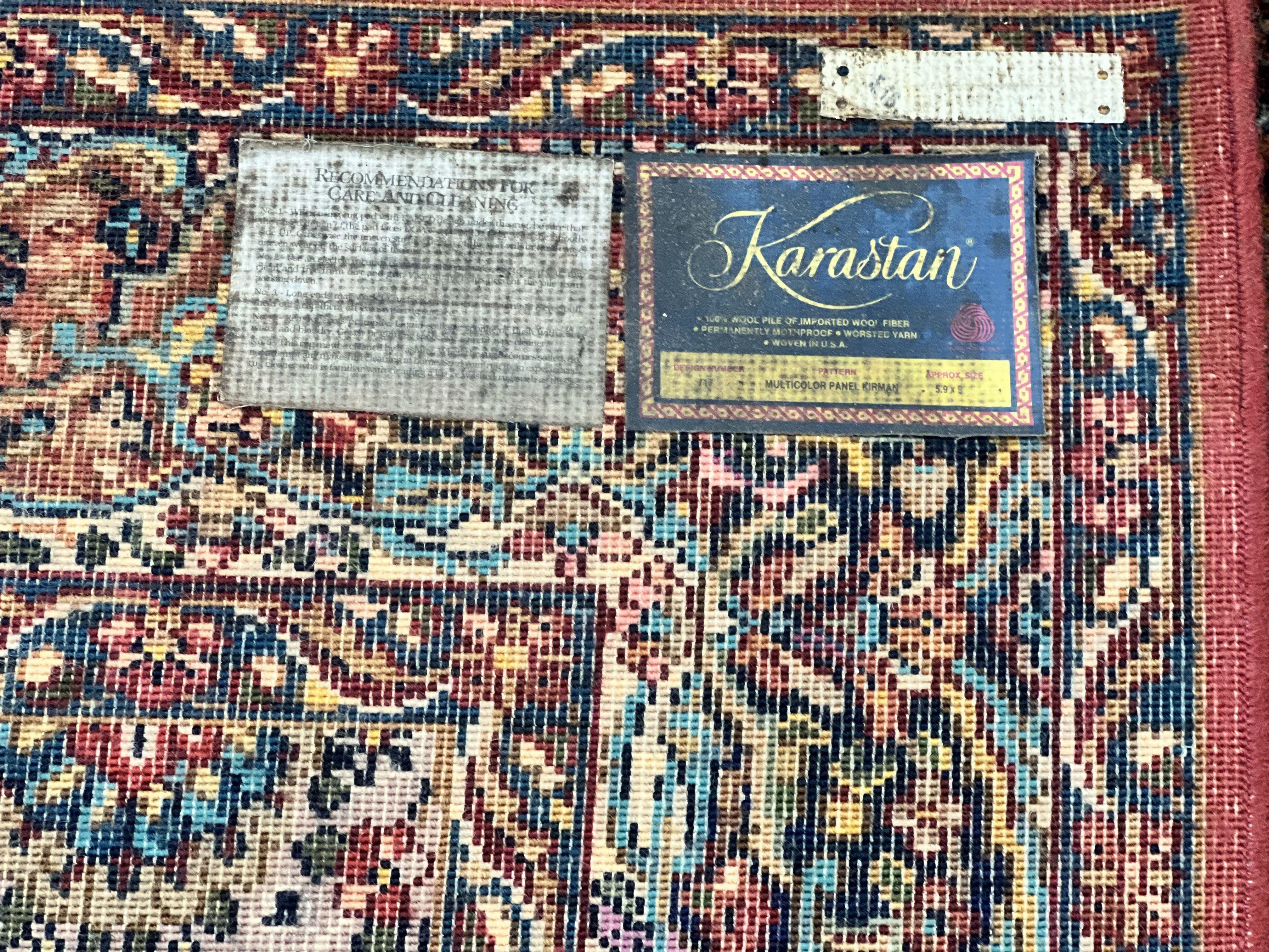 Karastan Multicolor Panel Kirman Rug #717, Wool Karastan Rug 5.9 x 9, Vintage Multipanel Kirman, Original Karastan Collection 700 Series - Jewel Rugs