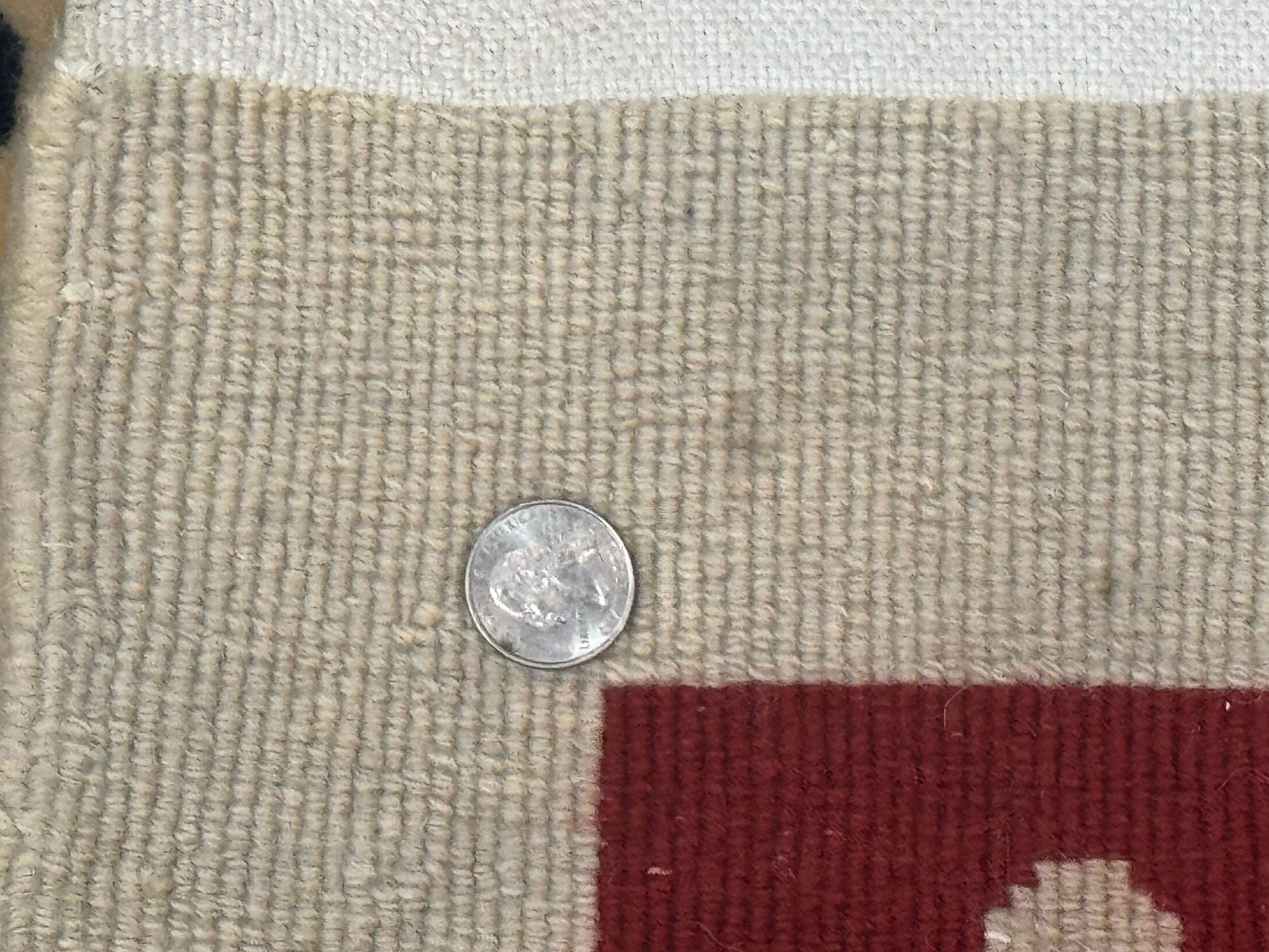 Chinese Rug 10x14 – Cream and Navy, 90 Line Vintage Wool Carpet - Jewel Rugs