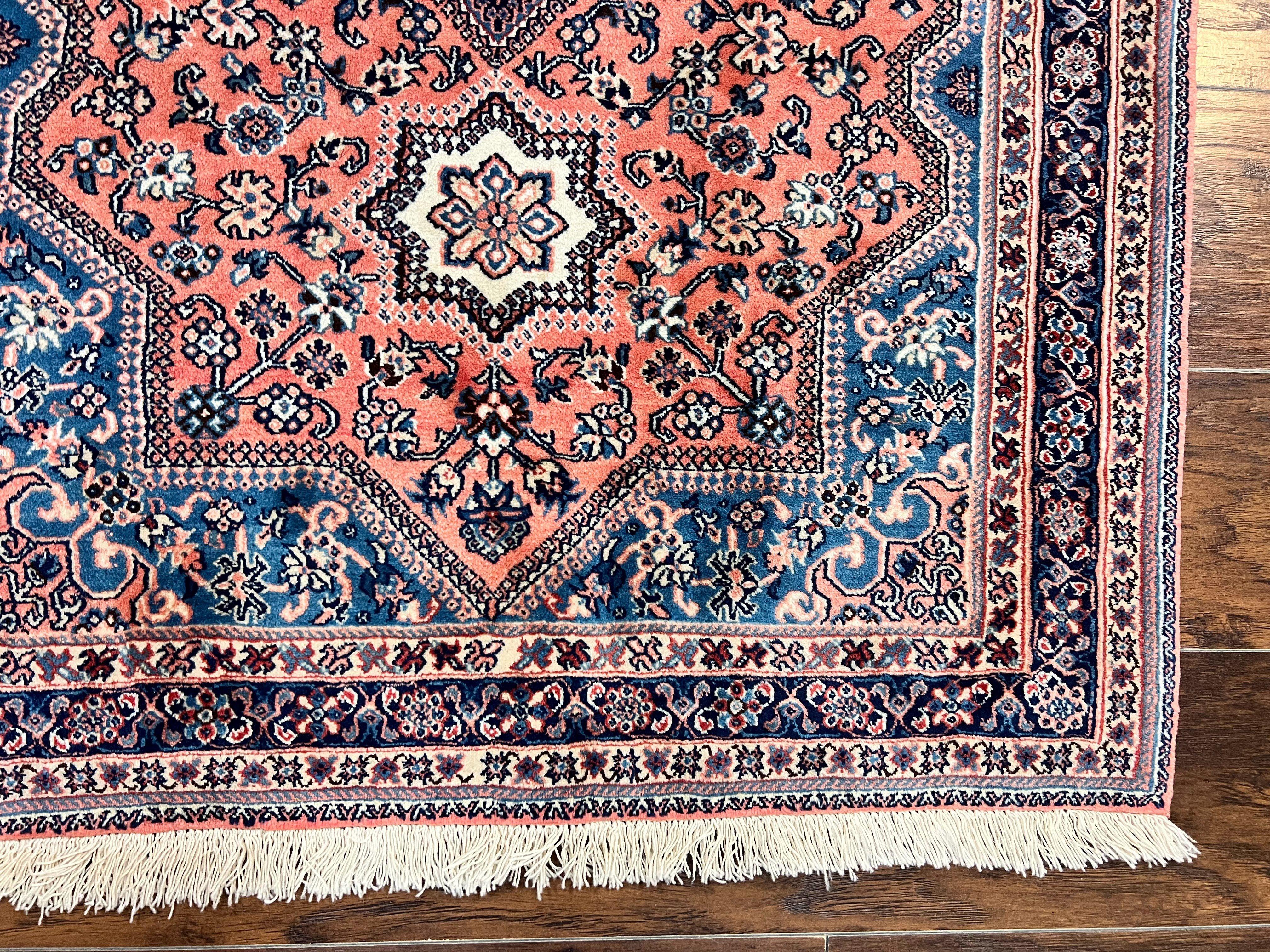 Persian Shiraz Rug 3x5, Geometric Tribal Rug, Wool Hand Knotted Vintage Carpet, Light Red & Blue, Signed by Masterweaver - Jewel Rugs
