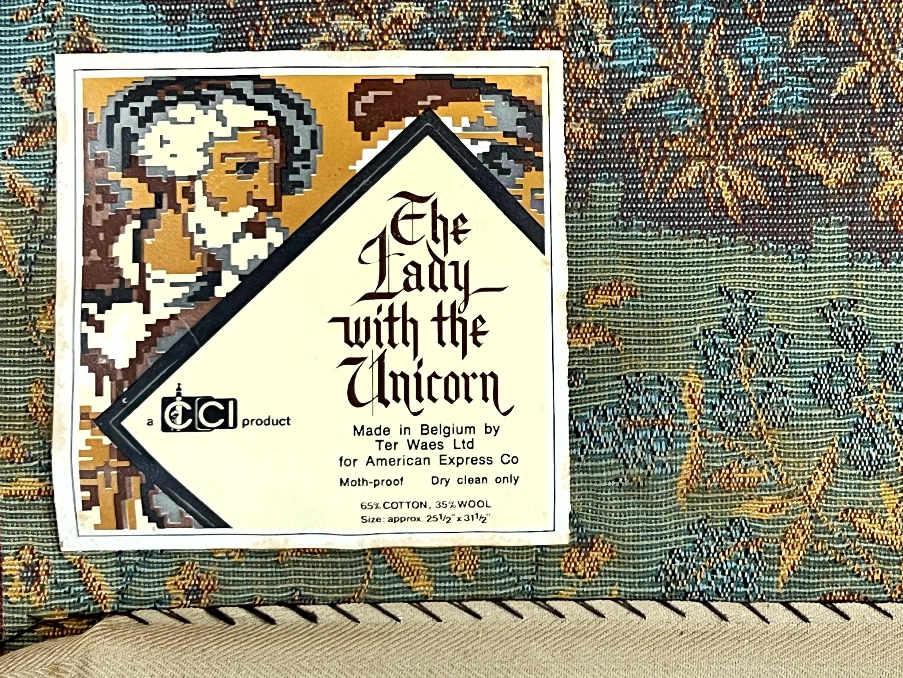 Vintage Tapestry 2x3, Lion Unicorn Flags Princess Medievel Motif - Jewel Rugs