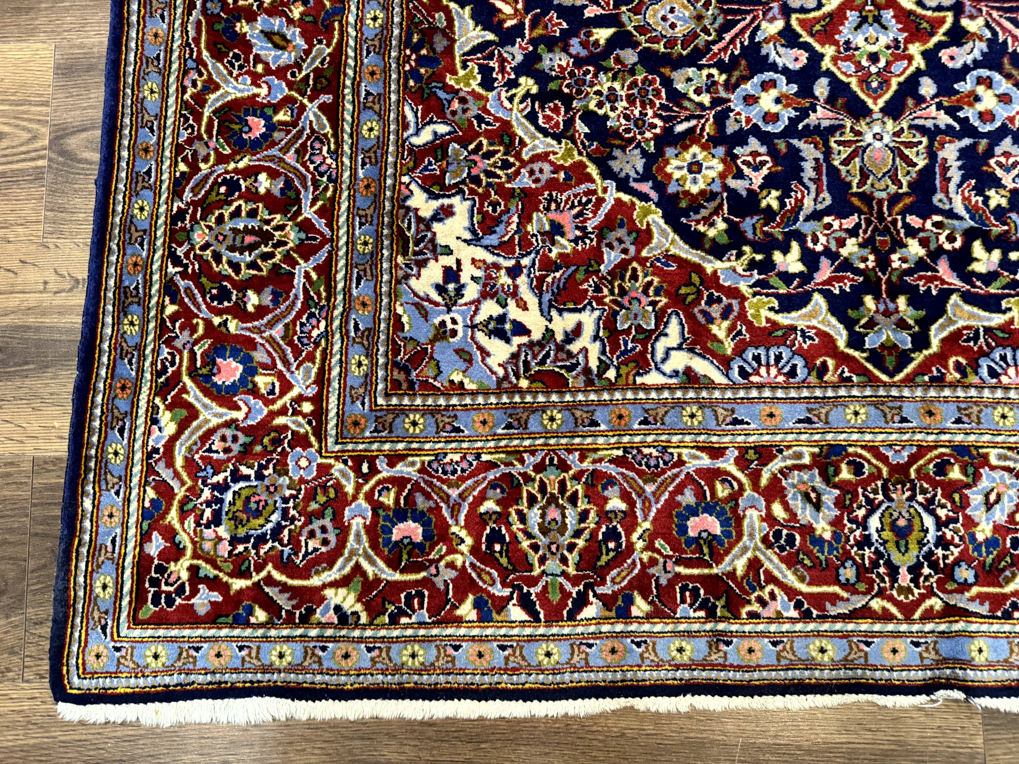 Navy Blue Persian Kashan Rug 5x7, Antique, Wool Hand Knotted Carpet - Jewel Rugs