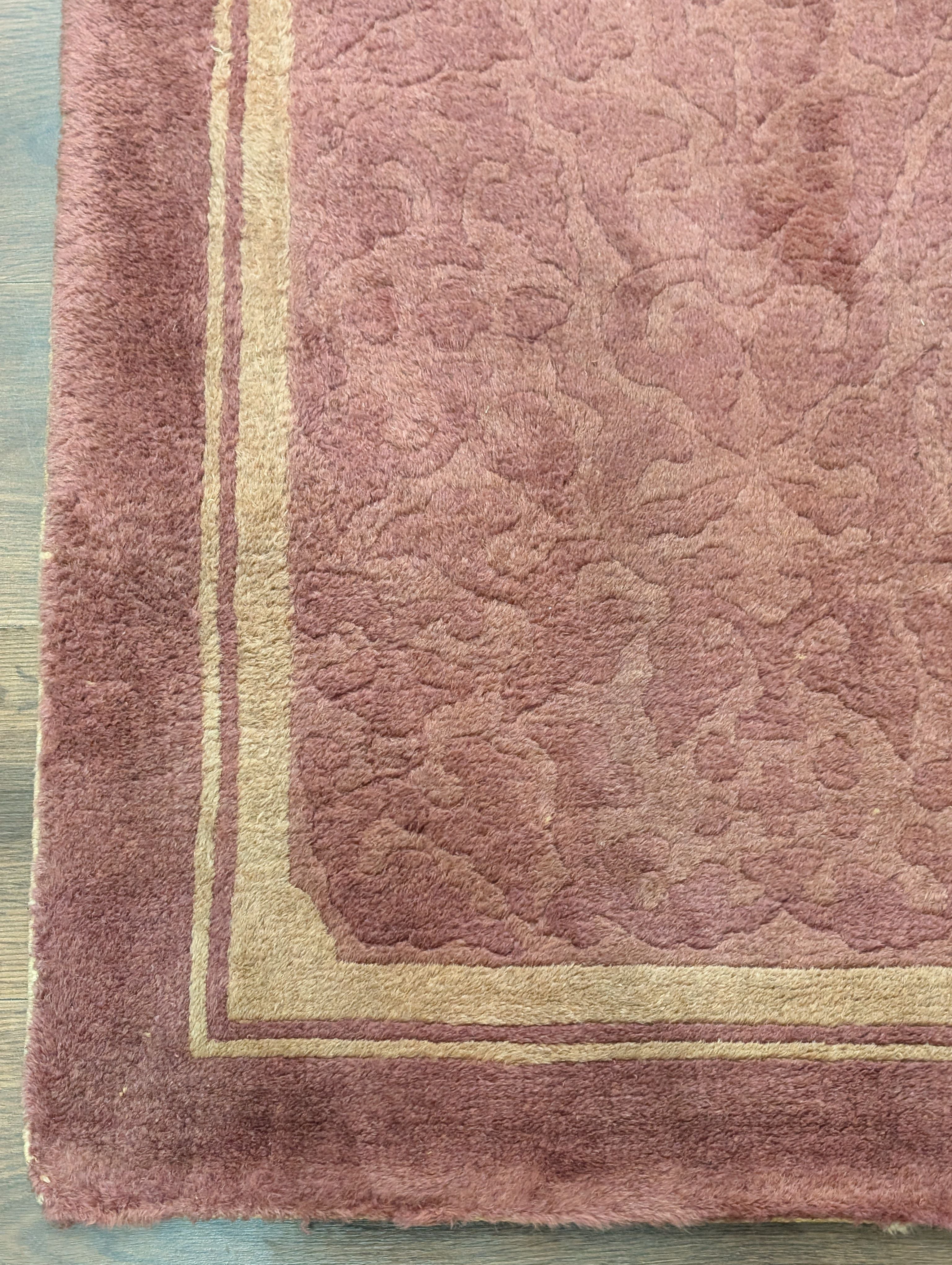 Chinese Wool Rug 2.6 x 5, Pink, Asian Oriental Rug, Fette Rug, Vintage - Jewel Rugs