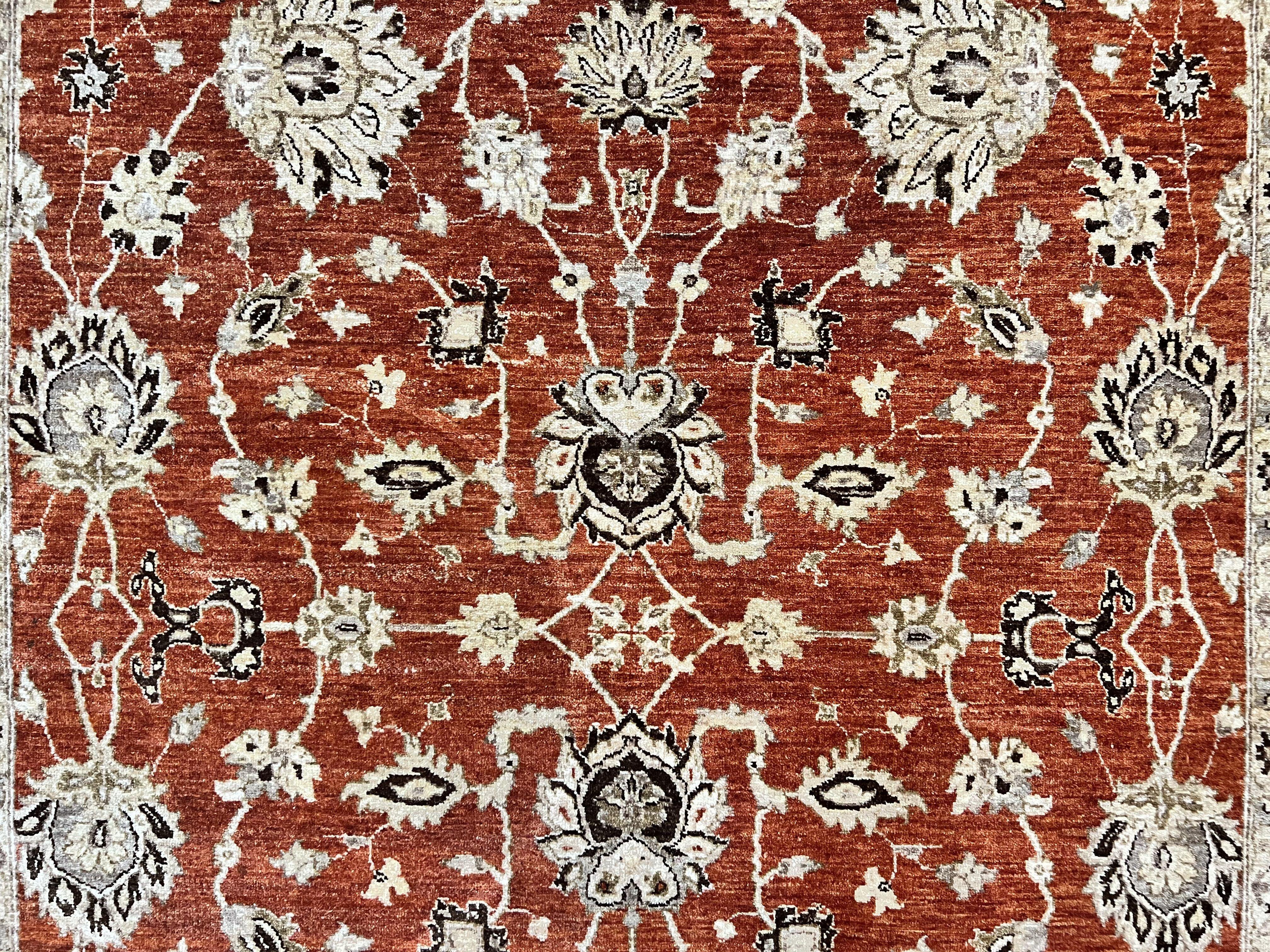 Pakistani Oriental Rug 6x9, Red, Floral Allover, Handmade Wool Rug, Peshawar Chobi Rug, Pak Persian Carpet 6 x 9 - Jewel Rugs