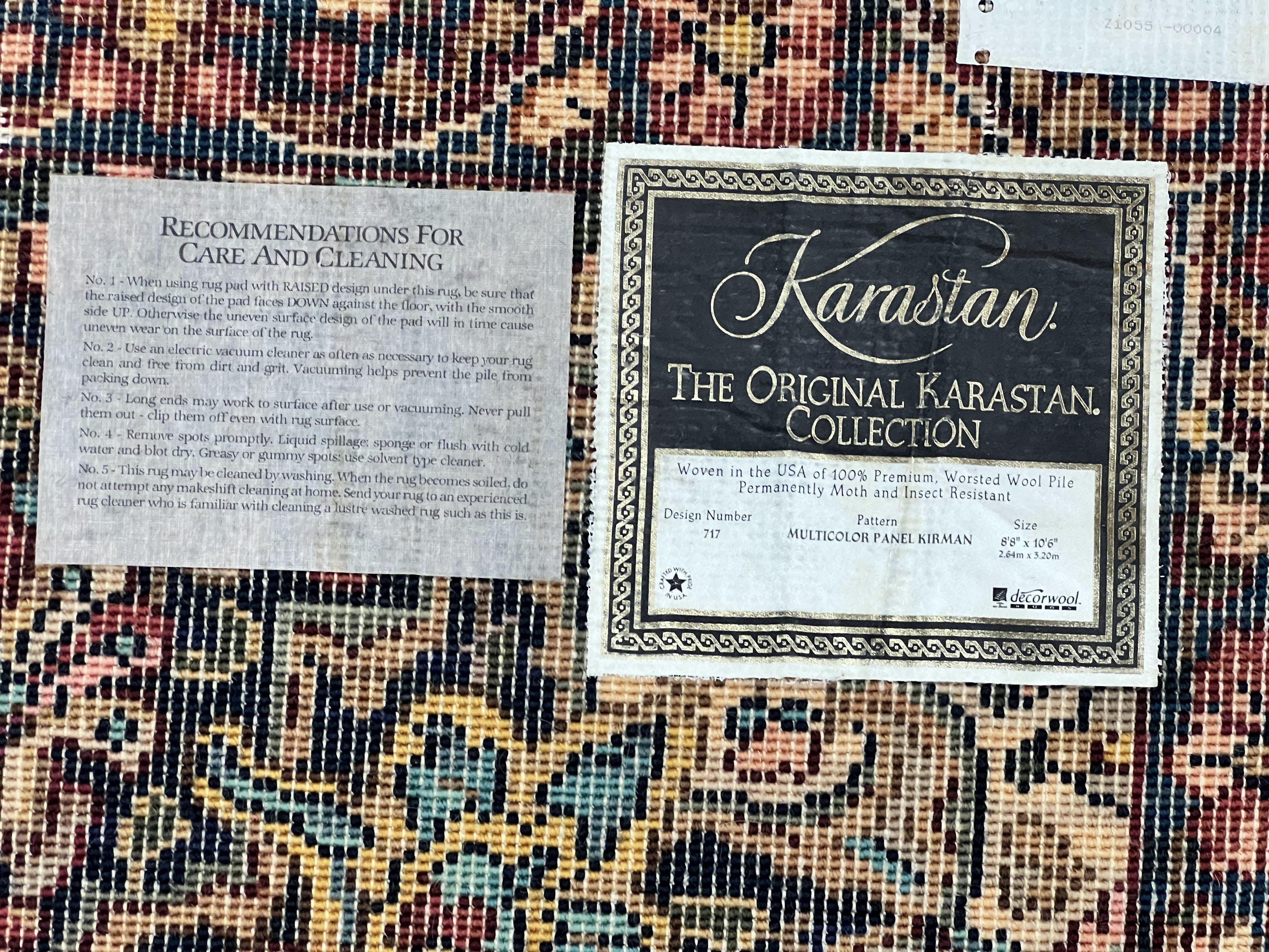 Karastan Multicolor Panel Kirman Rug #717, Wool Karastan Rug 8.8 x