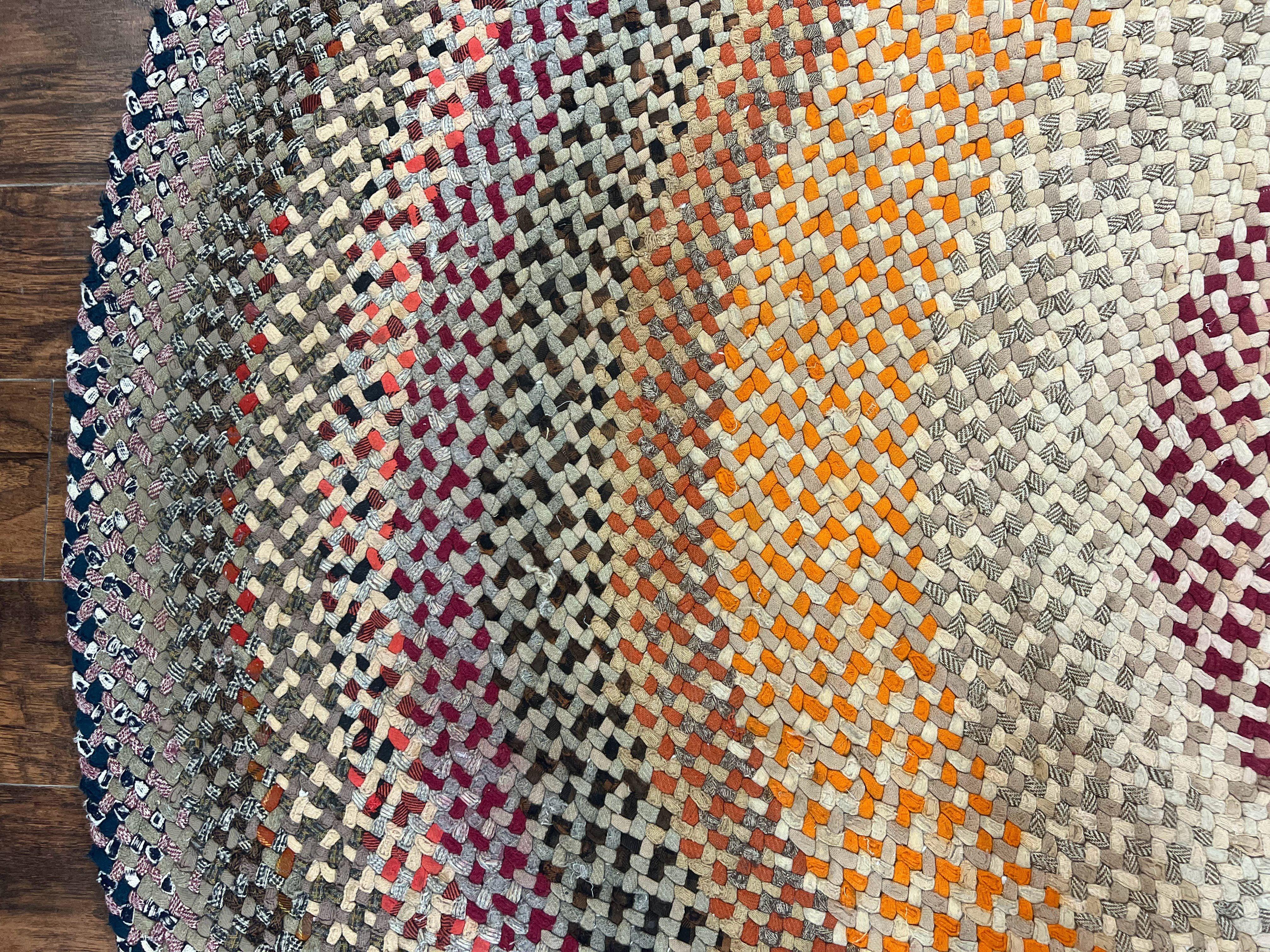 Large American Braided Rug 9x9, Multicolor Vintage Braided Carpet - Jewel Rugs