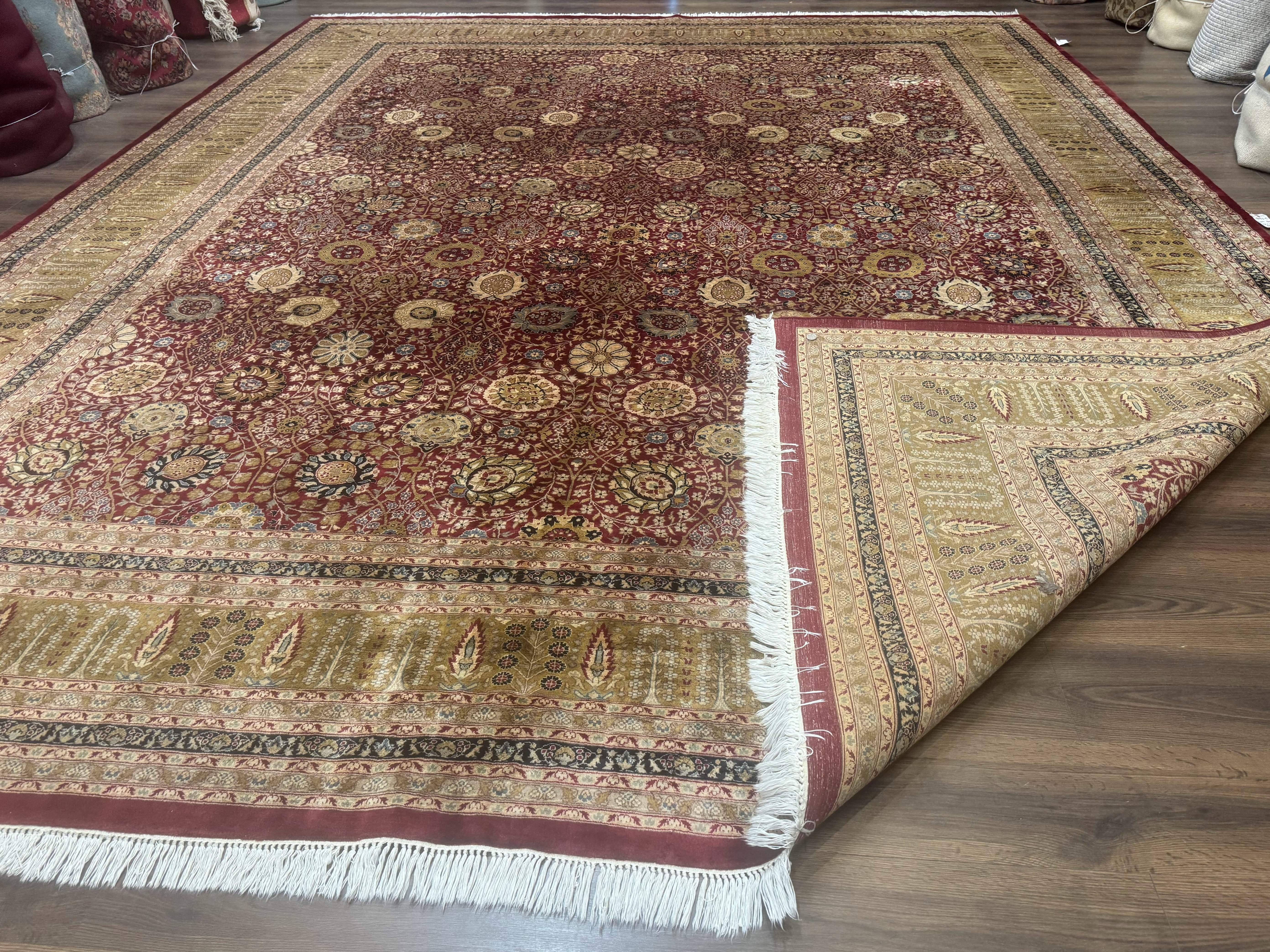 Palace Size Pak Persian Rug 12x15, Brick Red, Allover Pattern, Handmade Oversized Wool Oriental Carpet, Large Area Rug, Fine 225 KPSI - Jewel Rugs