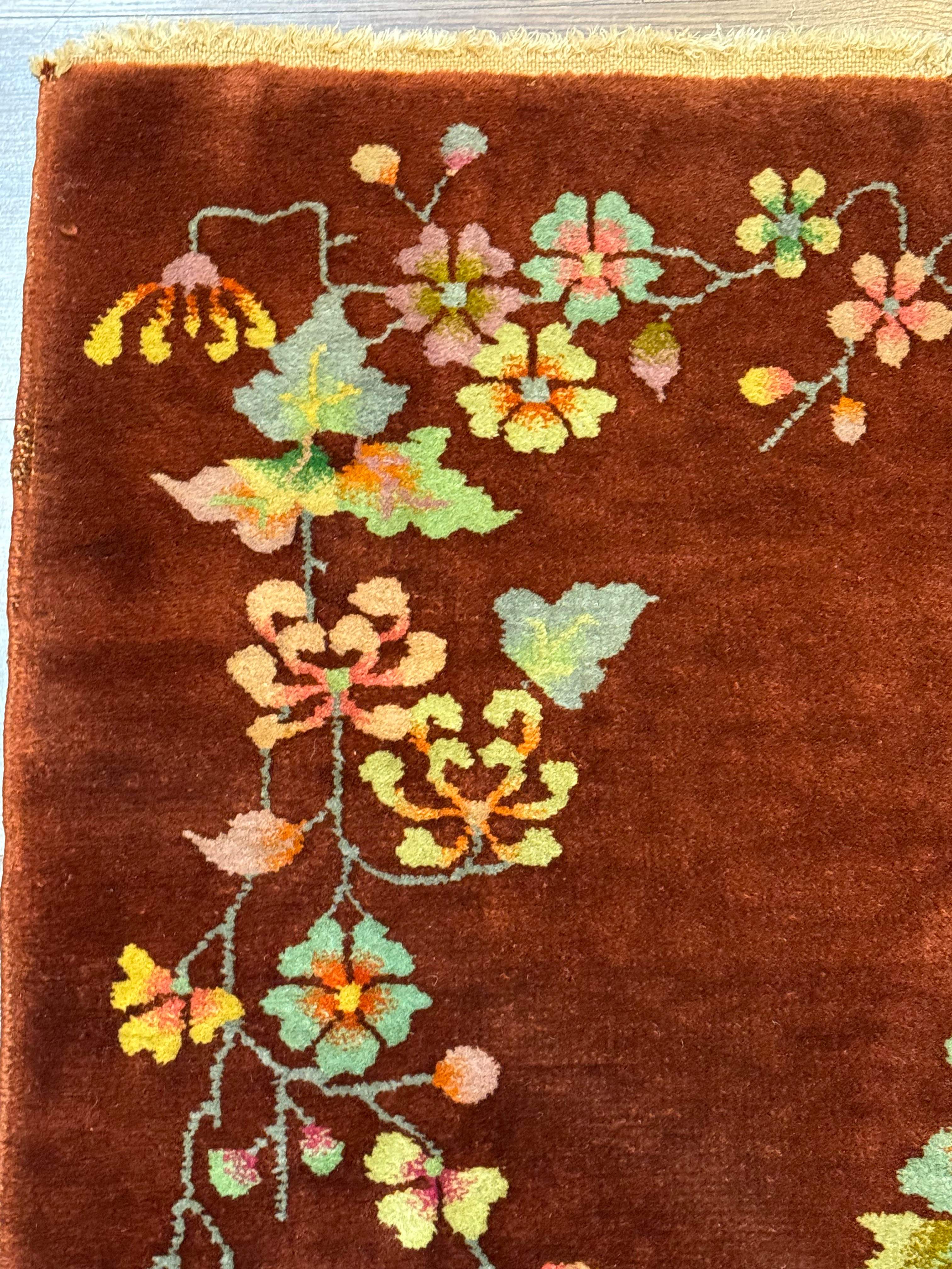 Small Chinese Art Deco Rug 2x3, Wool, Antique, Nichols - Jewel Rugs