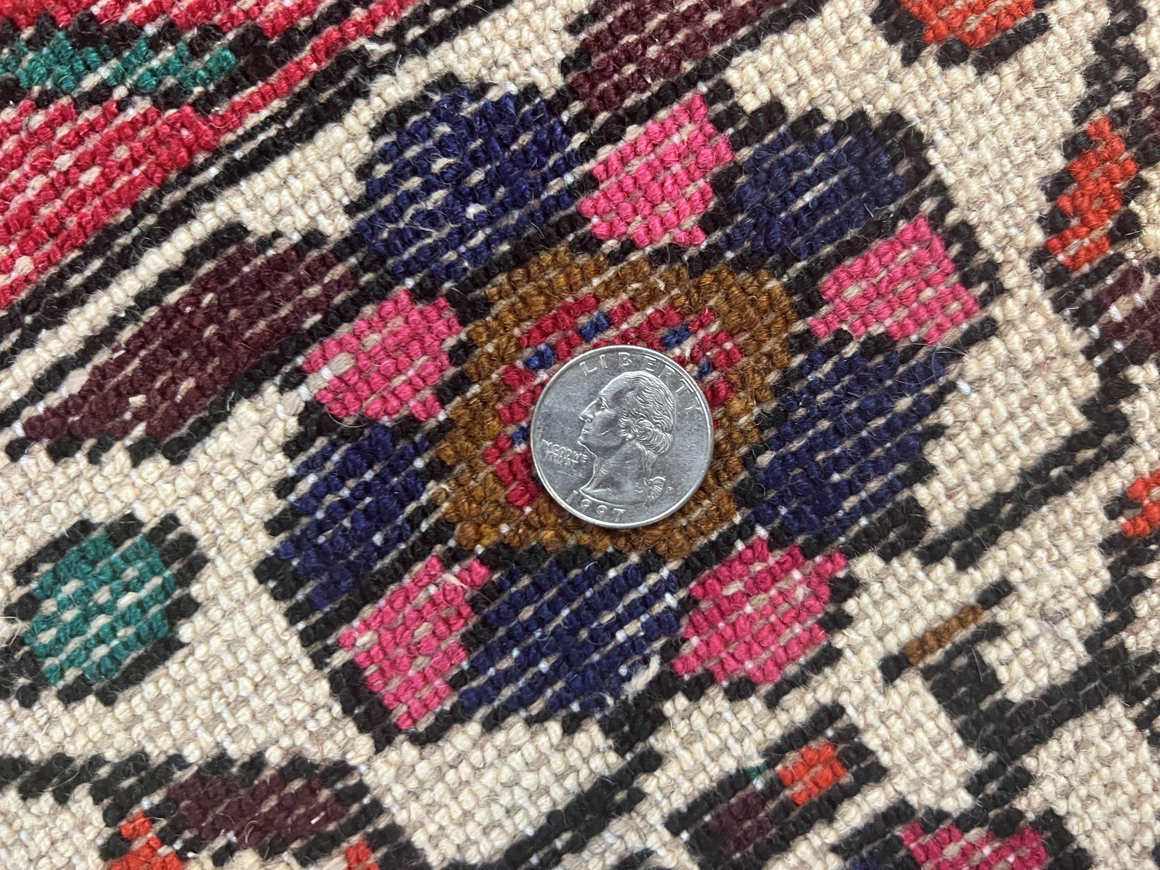 Persian Tribal Rug 7x10, Wool Handmade Semi Antique Vintage Hamadan Dargazine Carpet, Red & Ivory Allover Floral Medallion Rug, 7 x 10 Room Sized Oriental Rug - Jewel Rugs