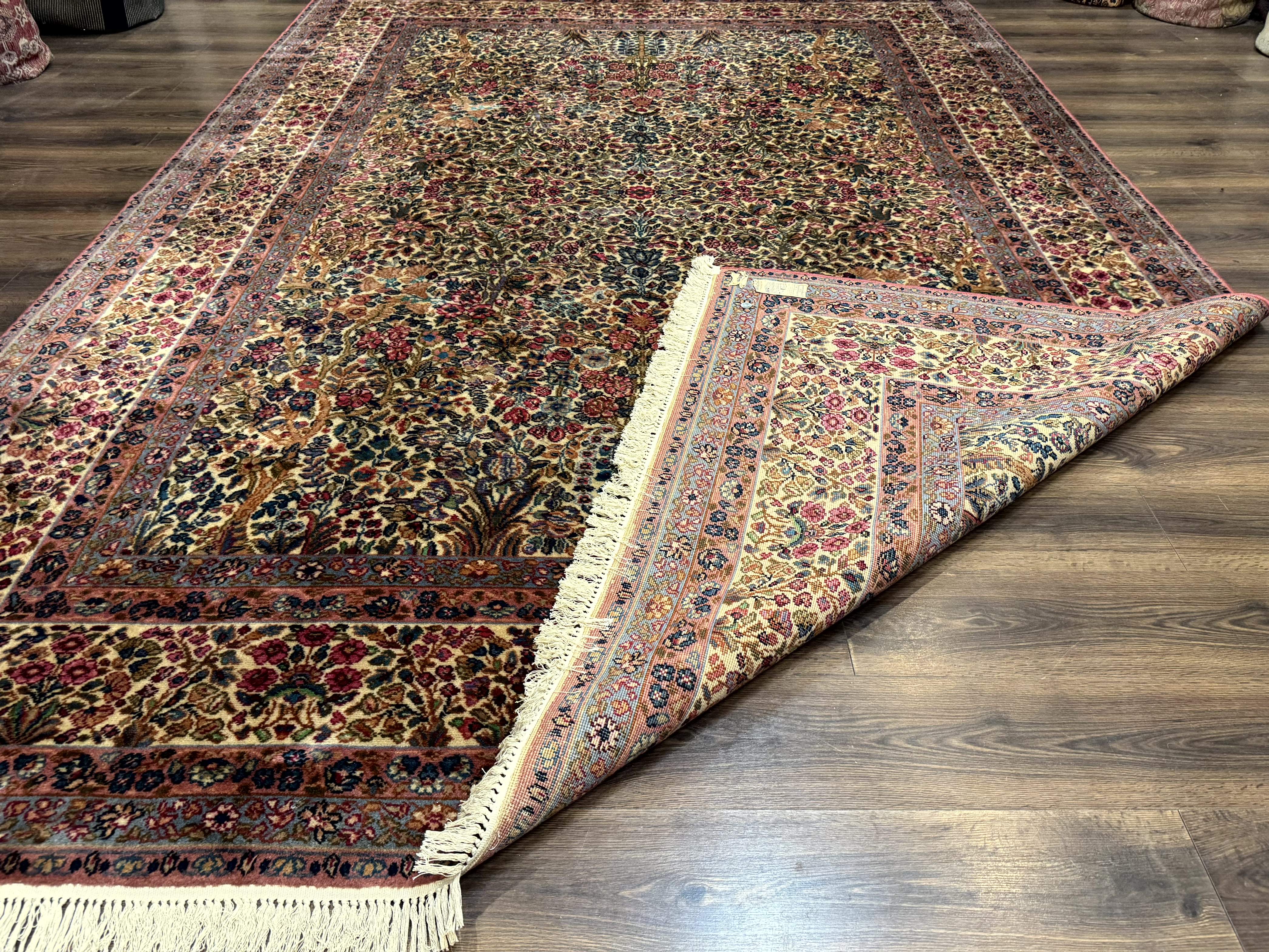 Karastan Rug 9x12, Lanamar Kirman #5519, Wool Antique Floral Karastan Carpet, Tree of Life Design - Jewel Rugs