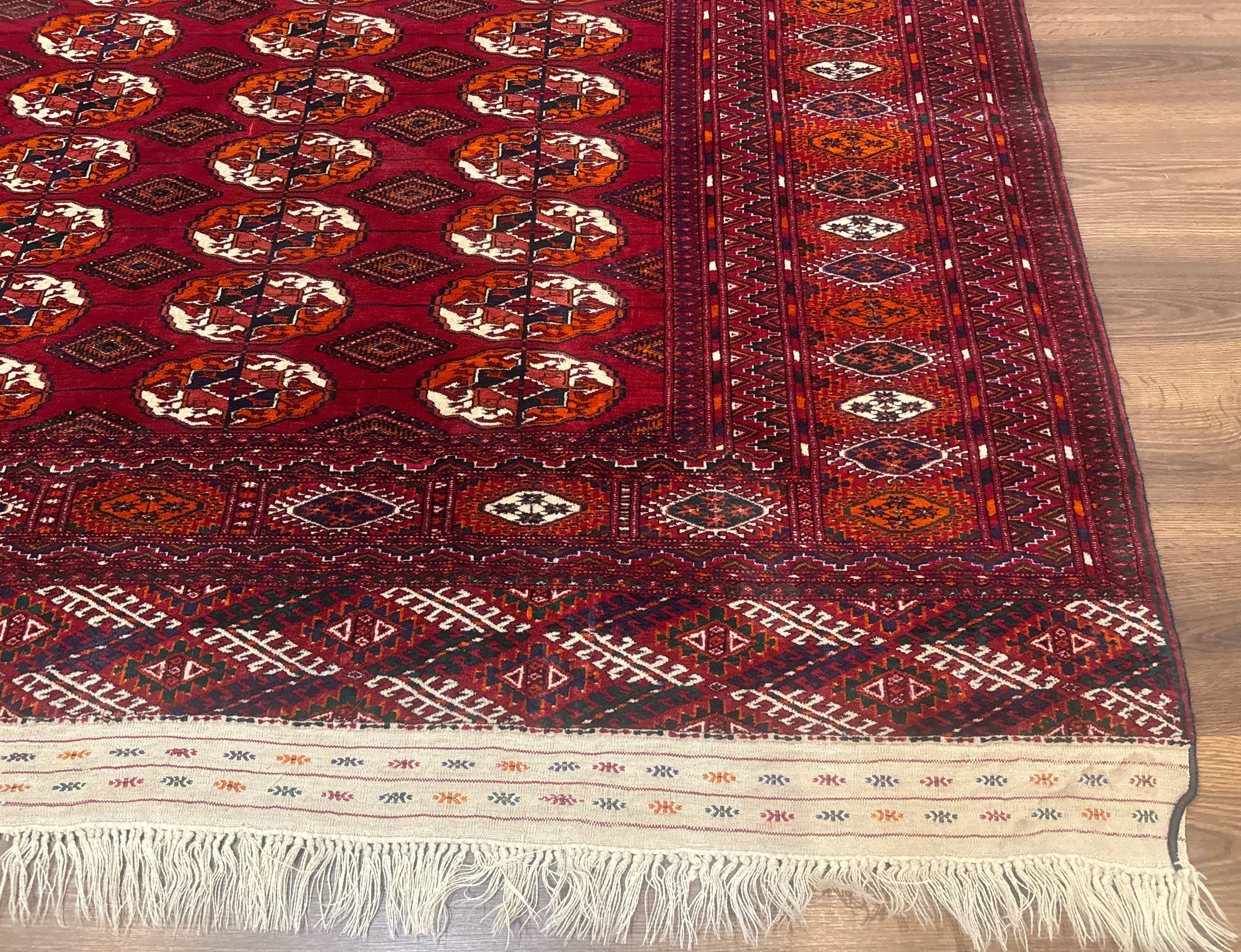Persian Turkoman Rug 7x9, Red Tribal Carpet - Jewel Rugs