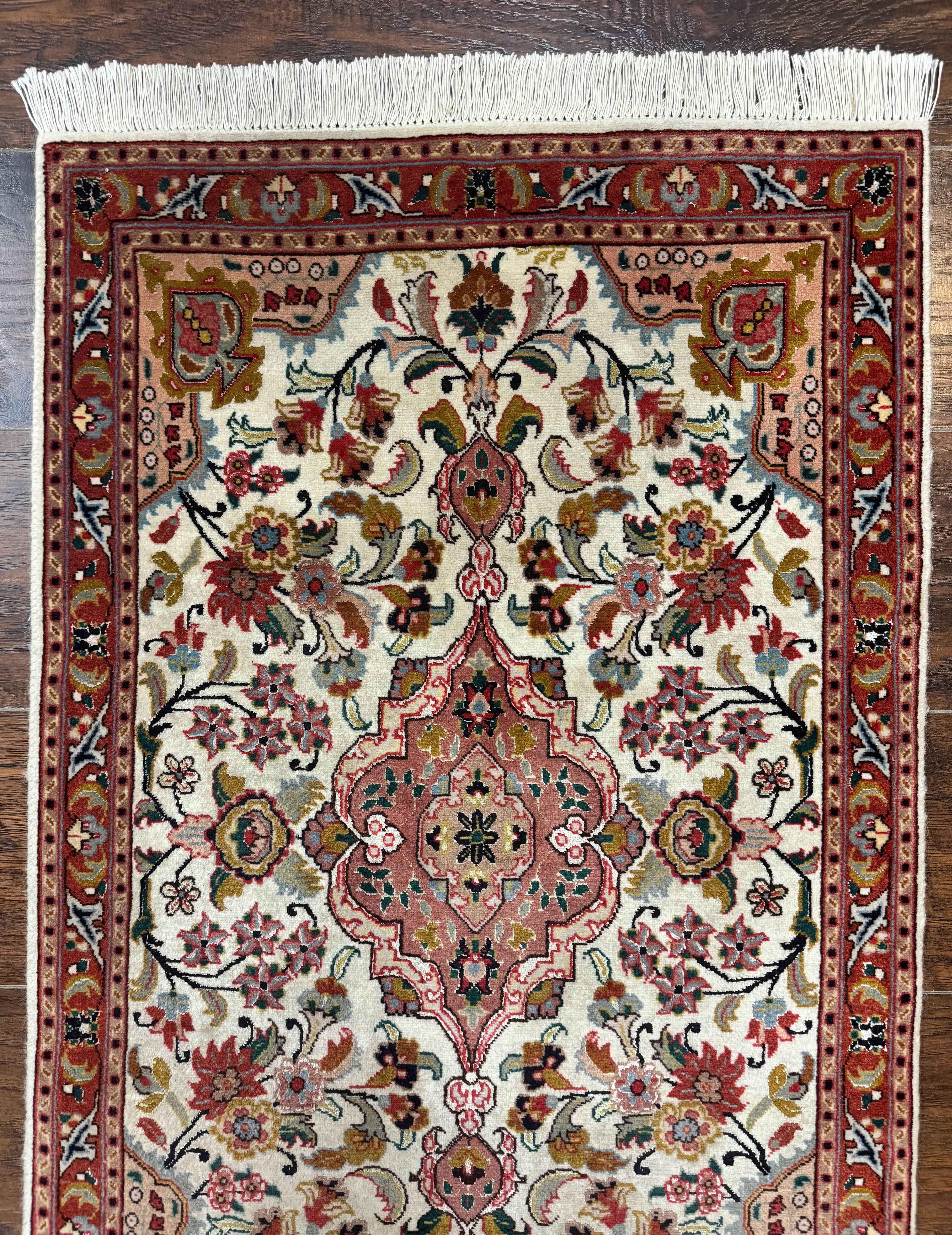 Small Persian Tabriz Rug 2x3, Floral Medallion, Wool and Silk, 340 KPSI - Jewel Rugs