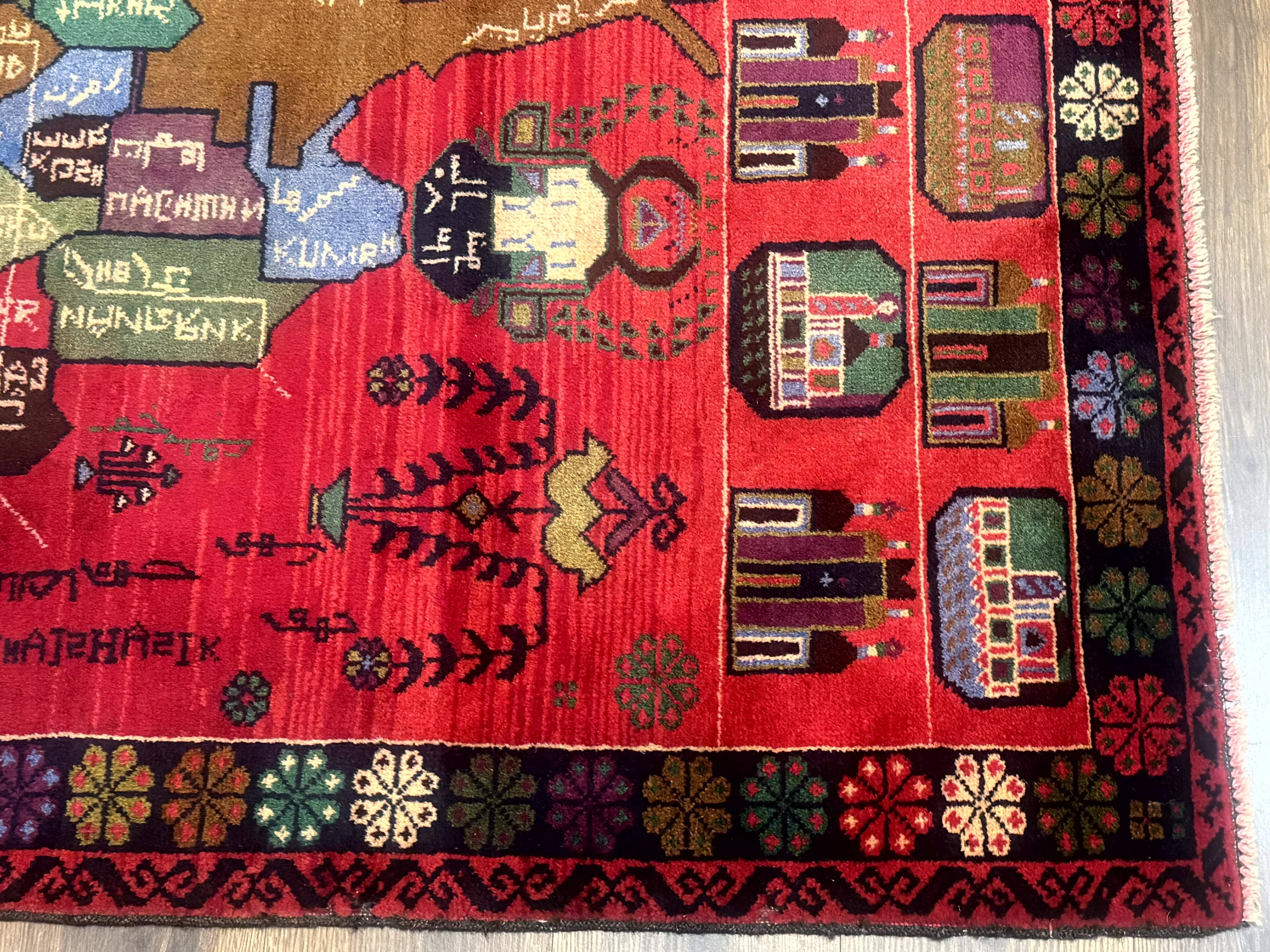 AFG Rug ラグ（RED）Landscape Products Dark Red Afghan Rug, Vintage Distressed Style, Washable Area