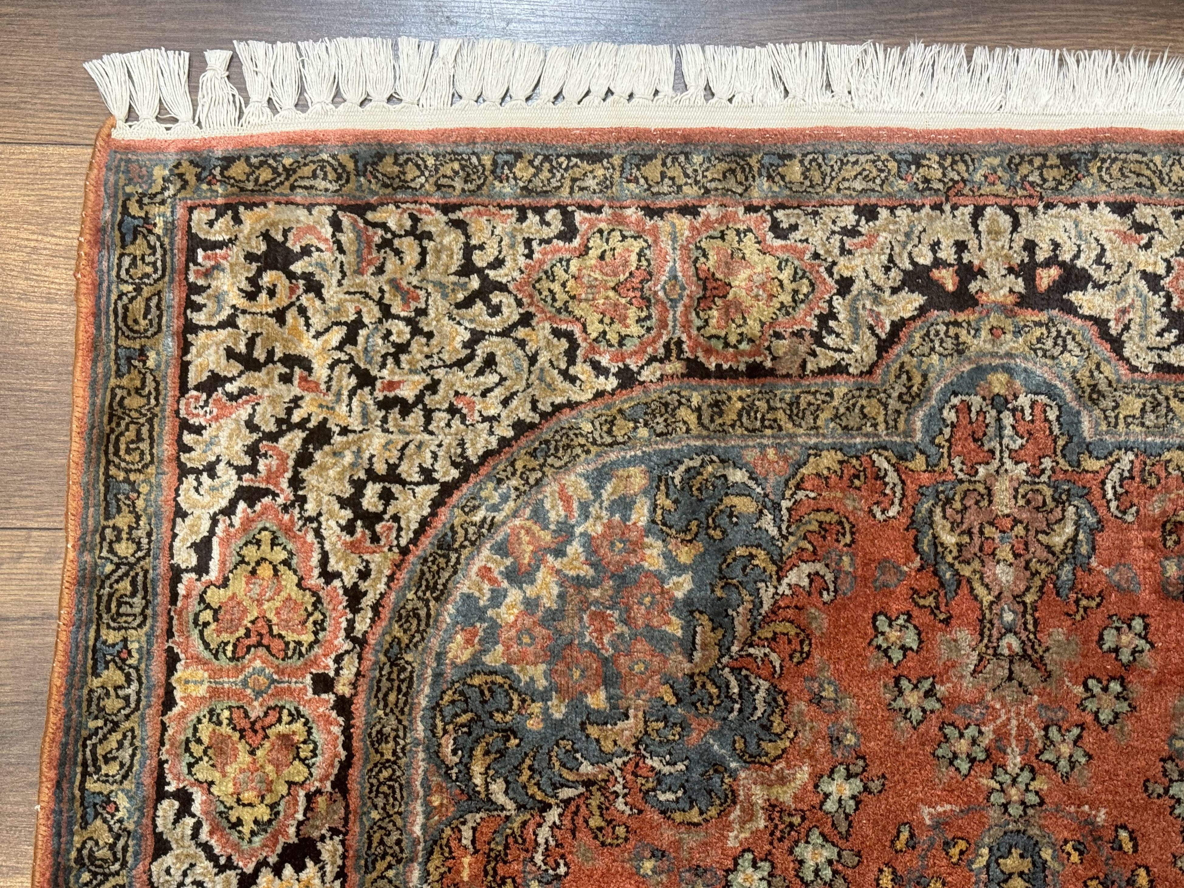 Indian Kashmiri Silk Rug 3x5, Fine 260 KPSI, Hand Knotted - Jewel Rugs