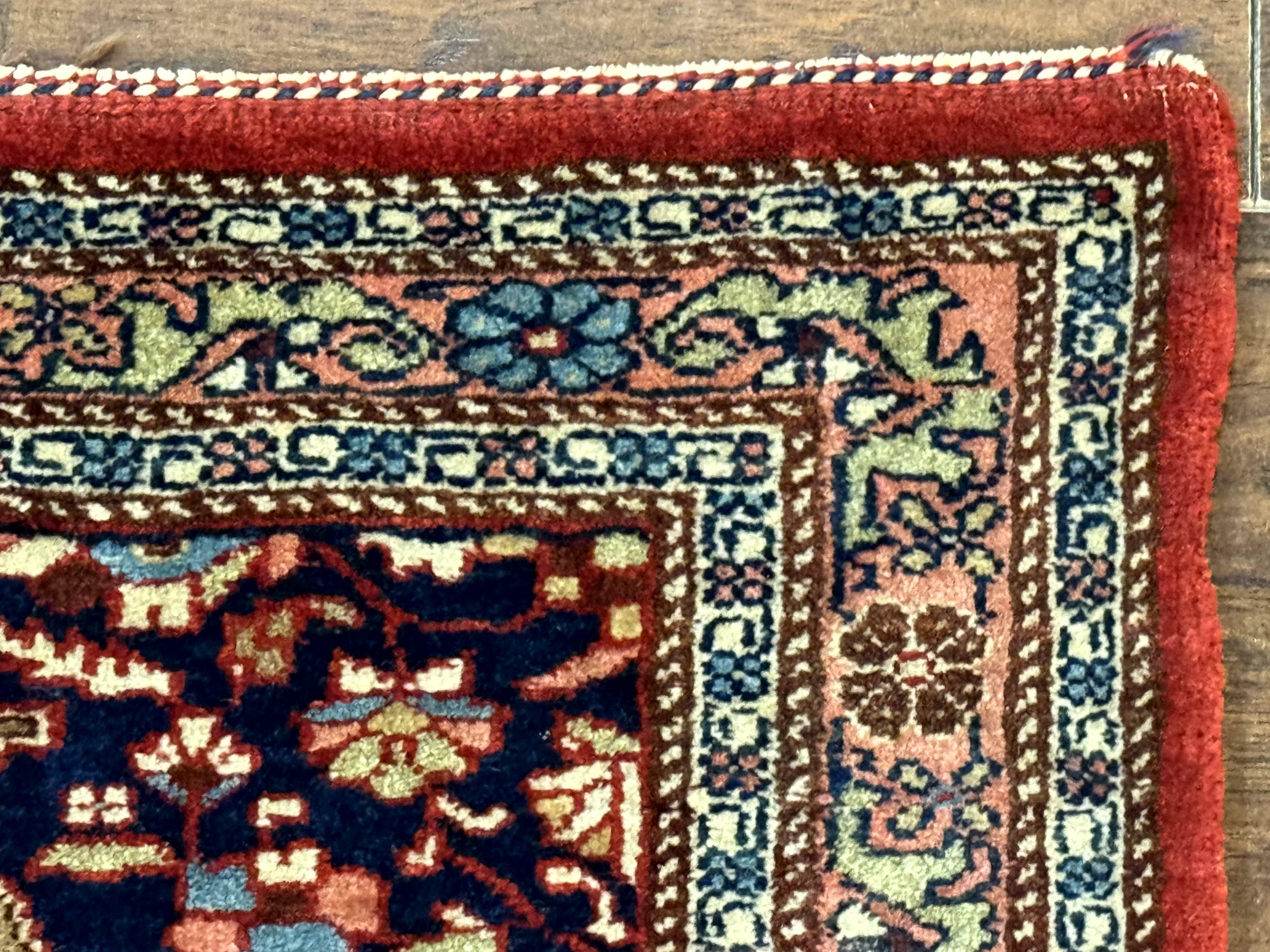 Persian Bidjar Rug 2.7 x 4, Red and Navy Blue, Small Persian Area Rug, Semi Antique - Jewel Rugs