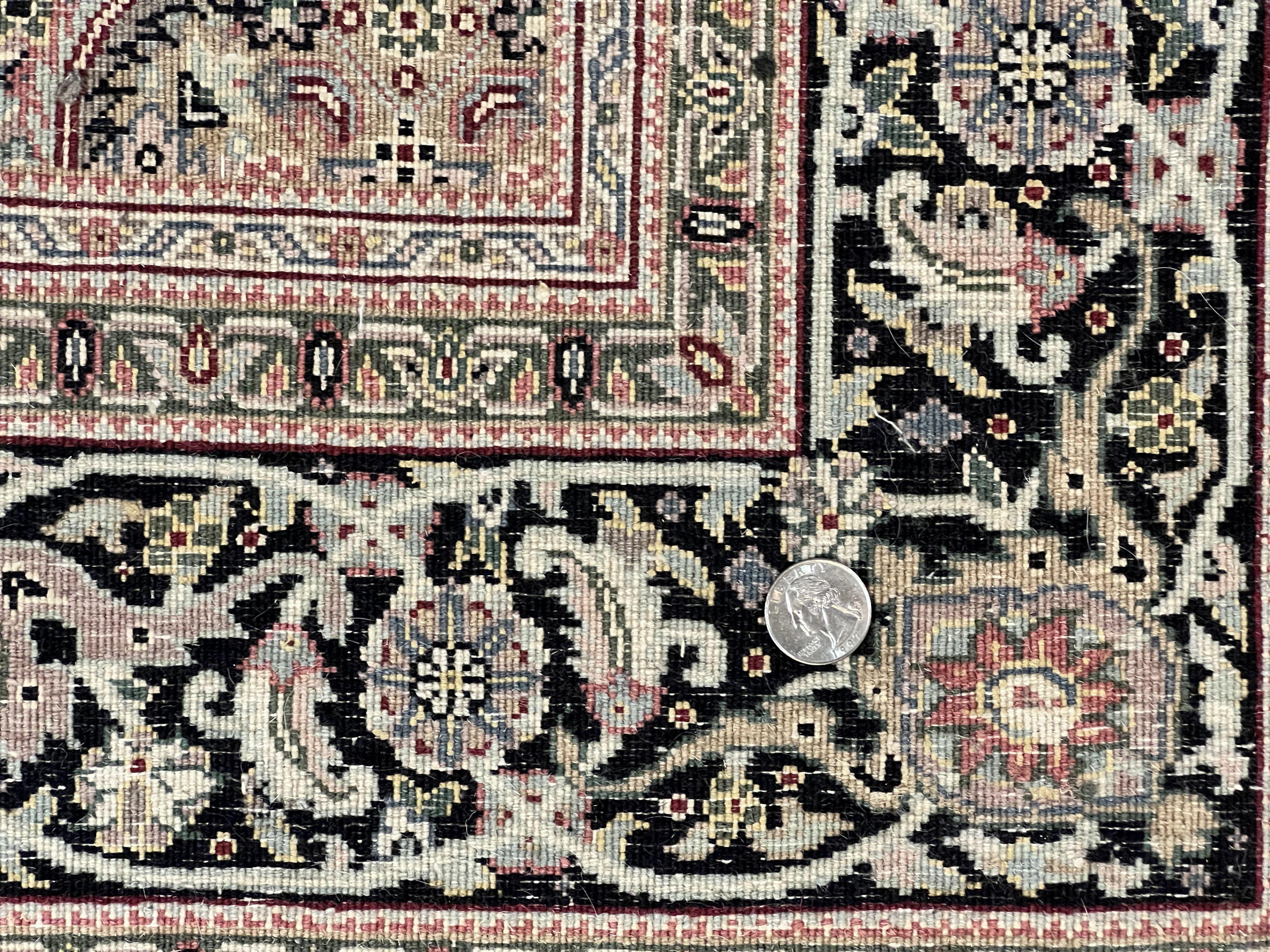 Sino Persian Rug 4x6, Fine Hand Knotted Carpet, Black, Wool, Vintage Rug 4 x 6, Herati Mahi, 300 KPSI - Jewel Rugs