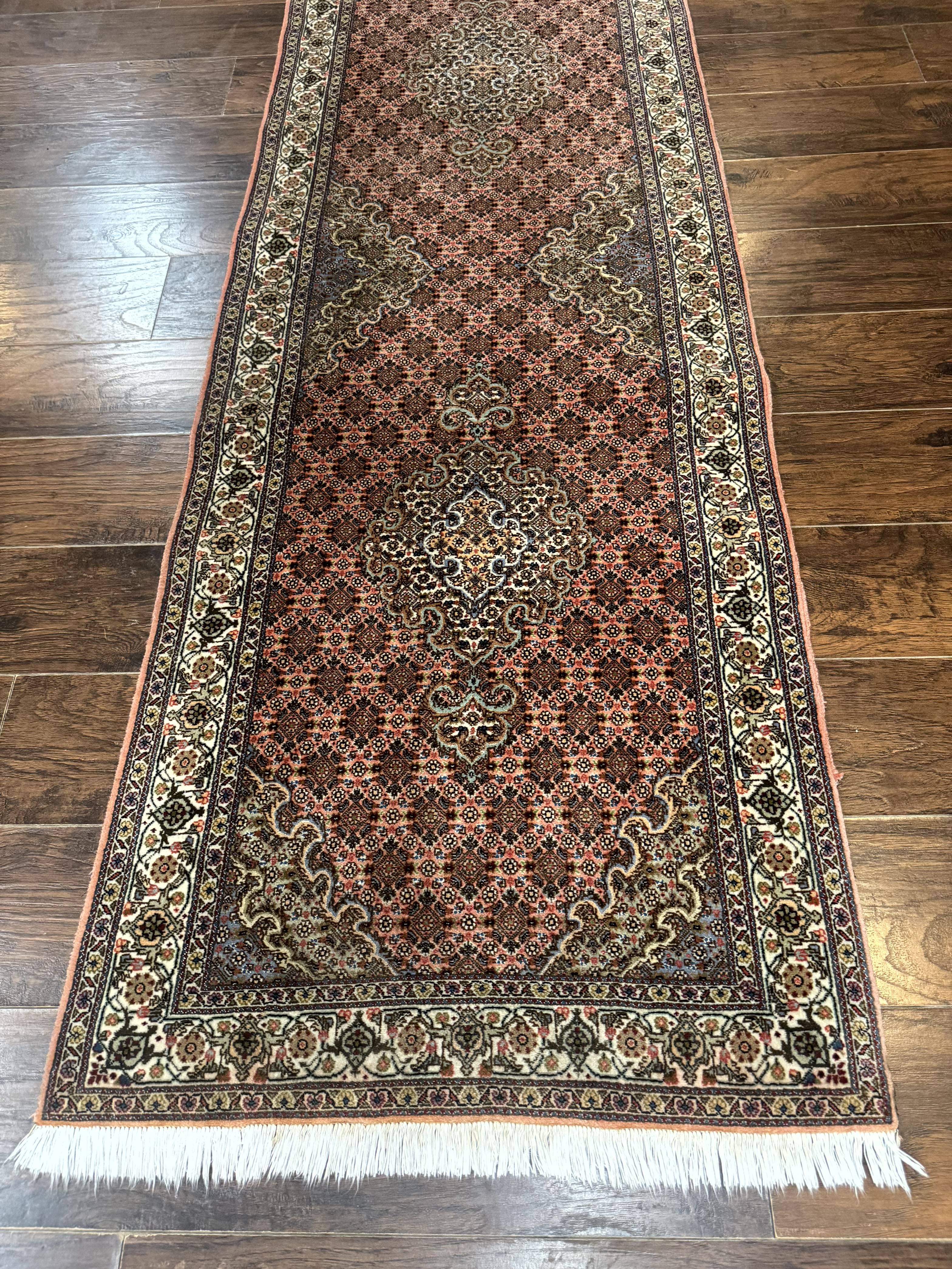 Persian Tabriz Runner Rug for Hallway Herati 320 KPSI Salmon Ivory 2.8 x 11.7 - Jewel Rugs