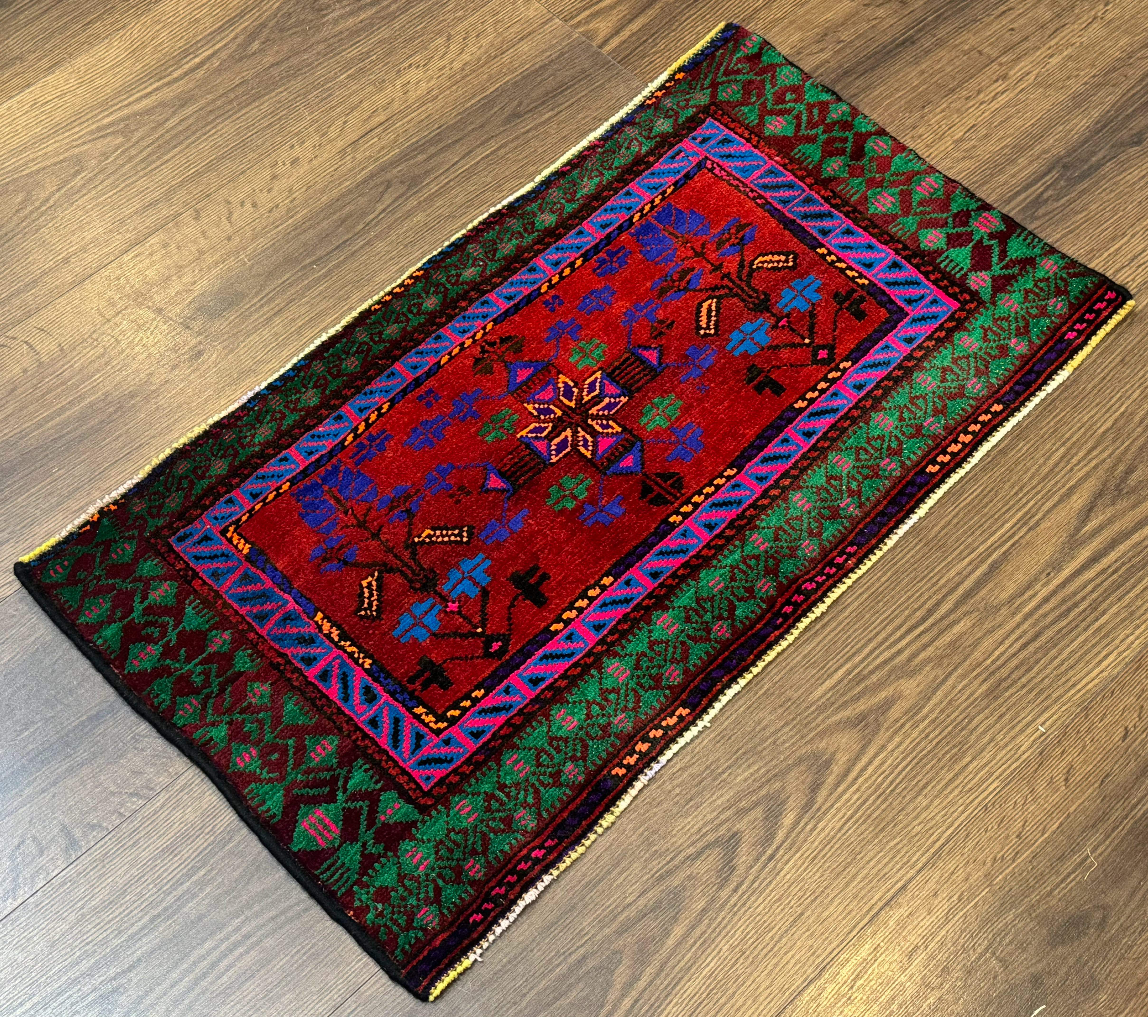 Small Persian Baluch Rug, Red Green Blue, Tribal Rug – Jewel Rugs