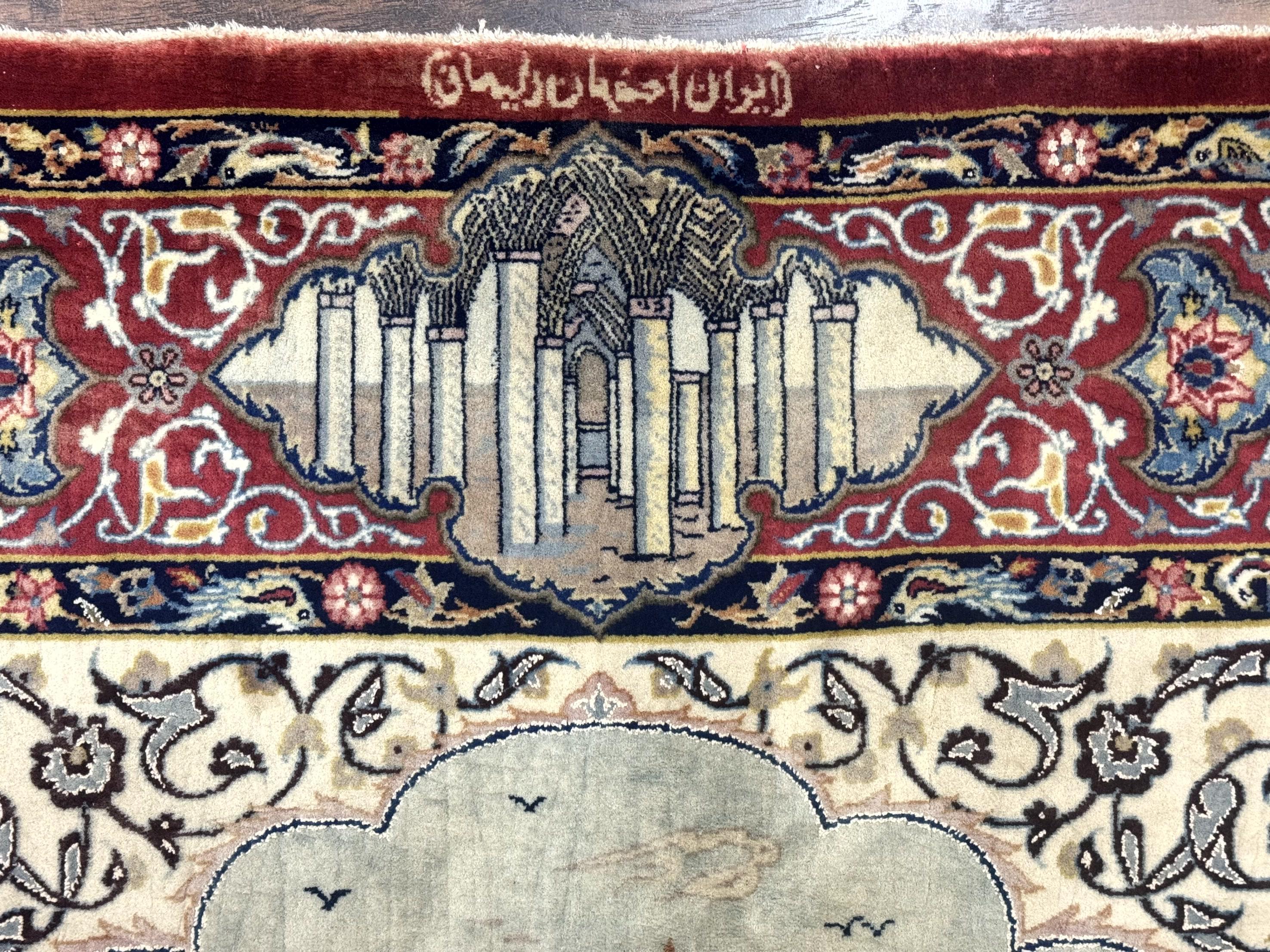 Persian Isfahan Pictorial Rug 3.6 x 5.7, Very Fine 400 KPSI, Historical Buildings, Signed By Masterweaver, Handmade - Jewel Rugs