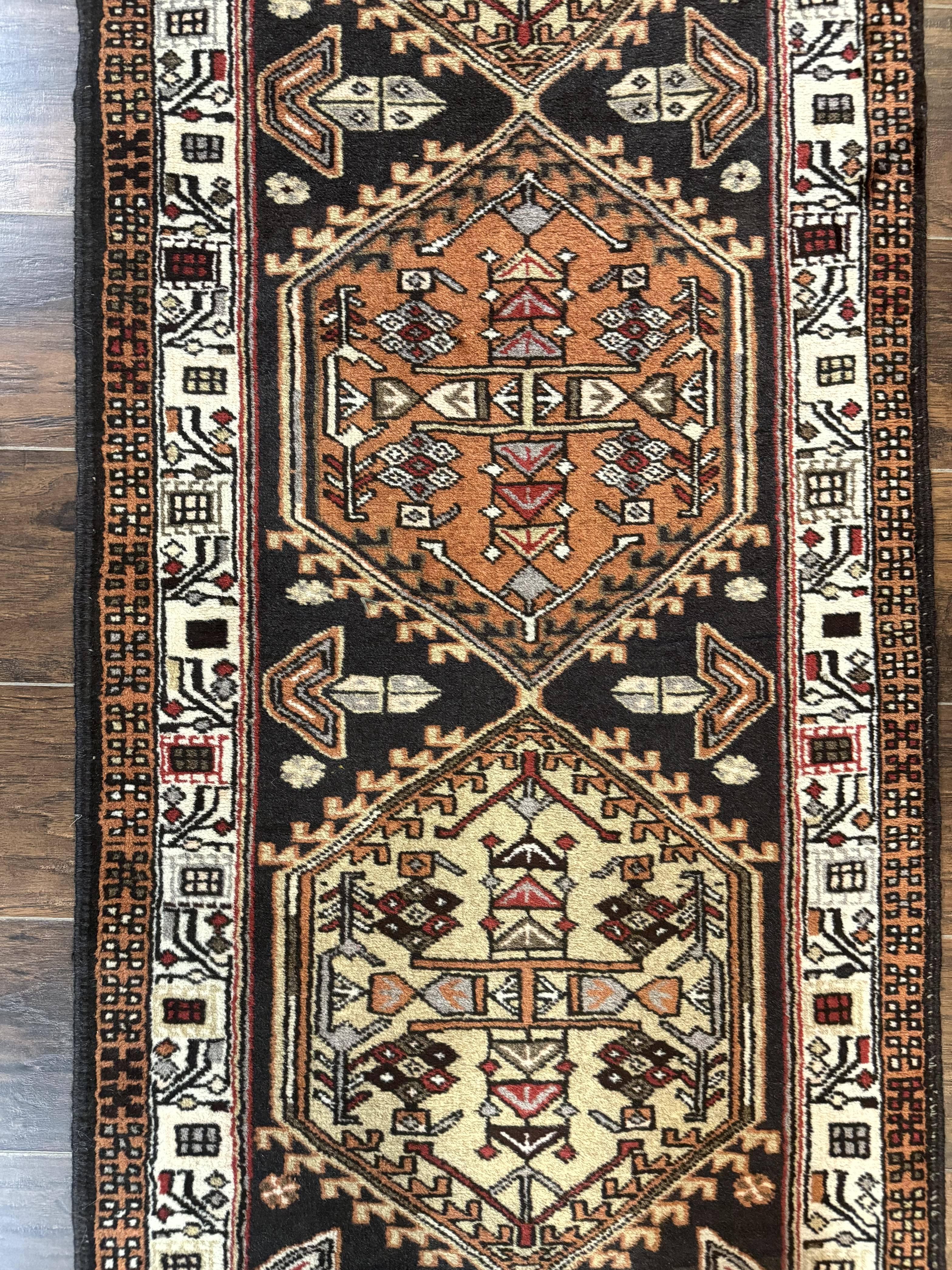 Persian Tribal Runner Rug 2.4 x 9.4, Geometric Medallions, Sarab Runner - Jewel Rugs