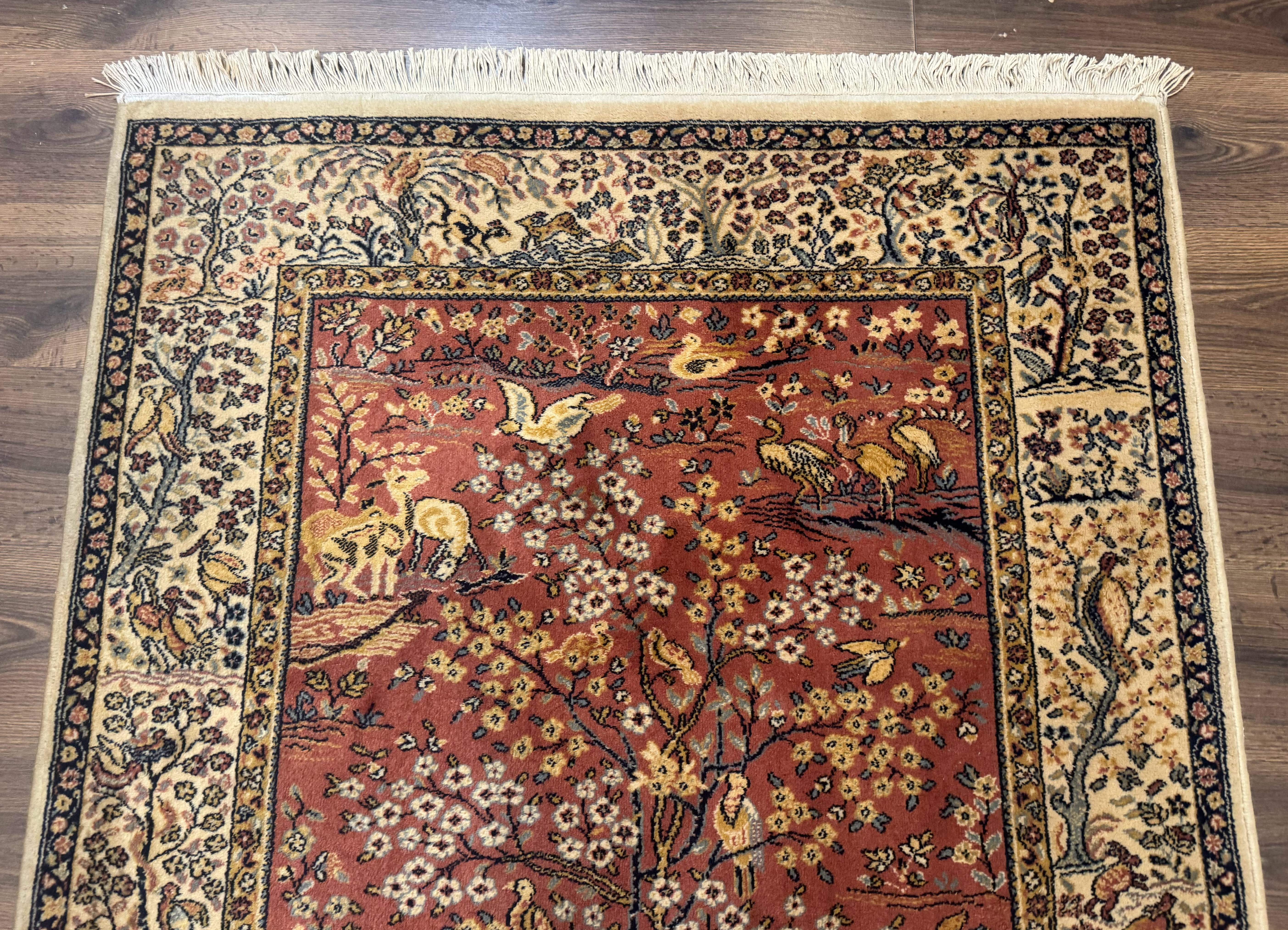 Persian Wool Rug 4x6, Tree of Life Animal Pictorials, Vintage, Power Loomed Ardakan Rug - Jewel Rugs