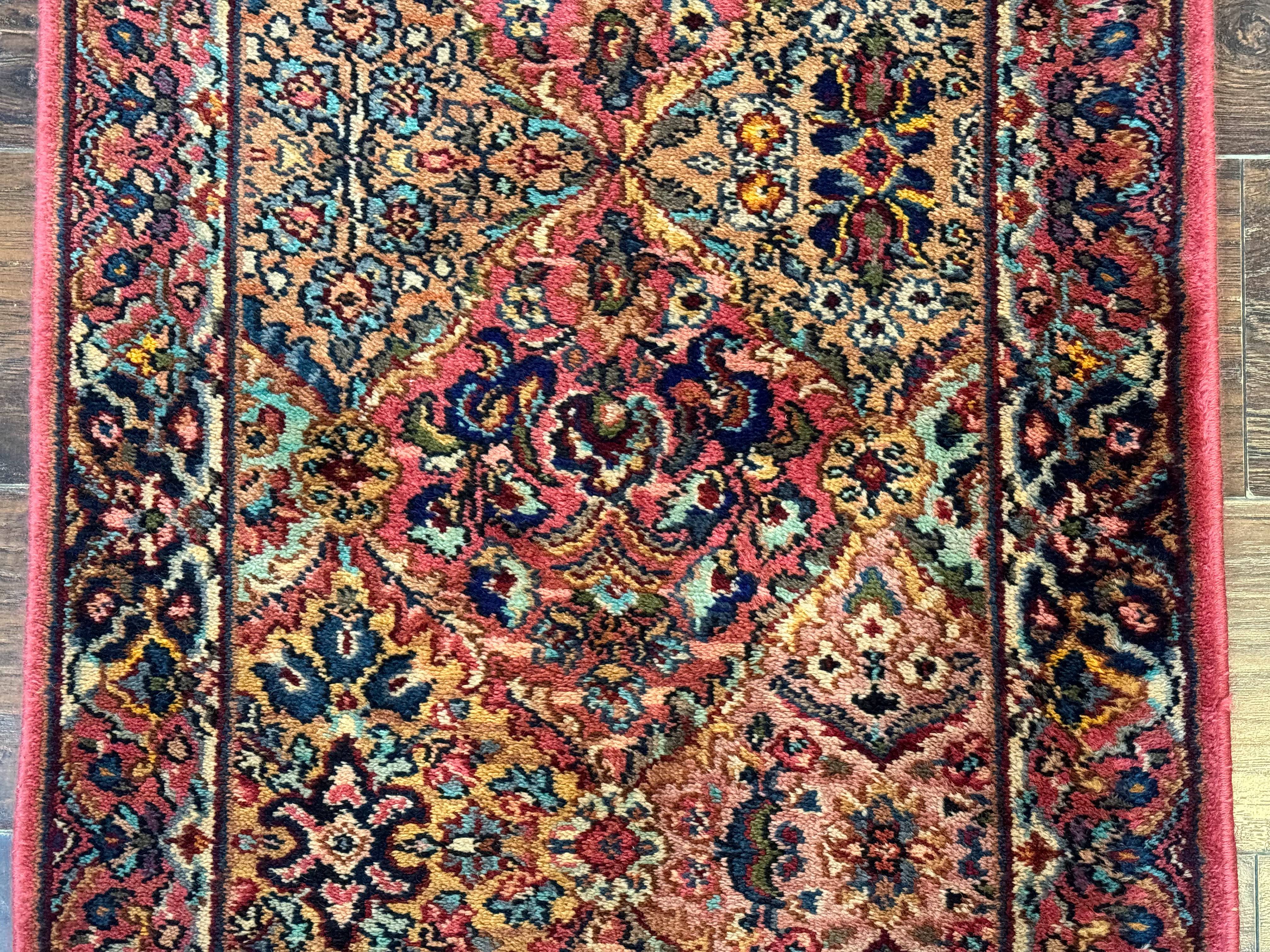 Karastan Runner Rug 2x9, Multicolor Panel Kirman Runner #717, Wool Pile, Original 700 Series, Vintage, Skinny Runner 2 x 9, Rare - Jewel Rugs