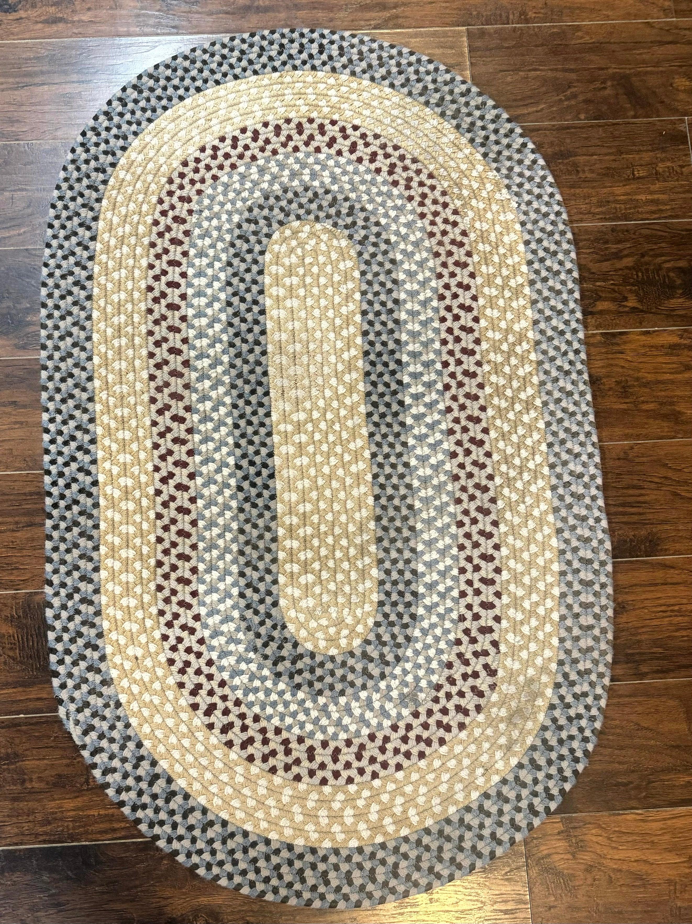 American Braided Oval Rug 3x5, Multicolor, Vintage - Jewel Rugs