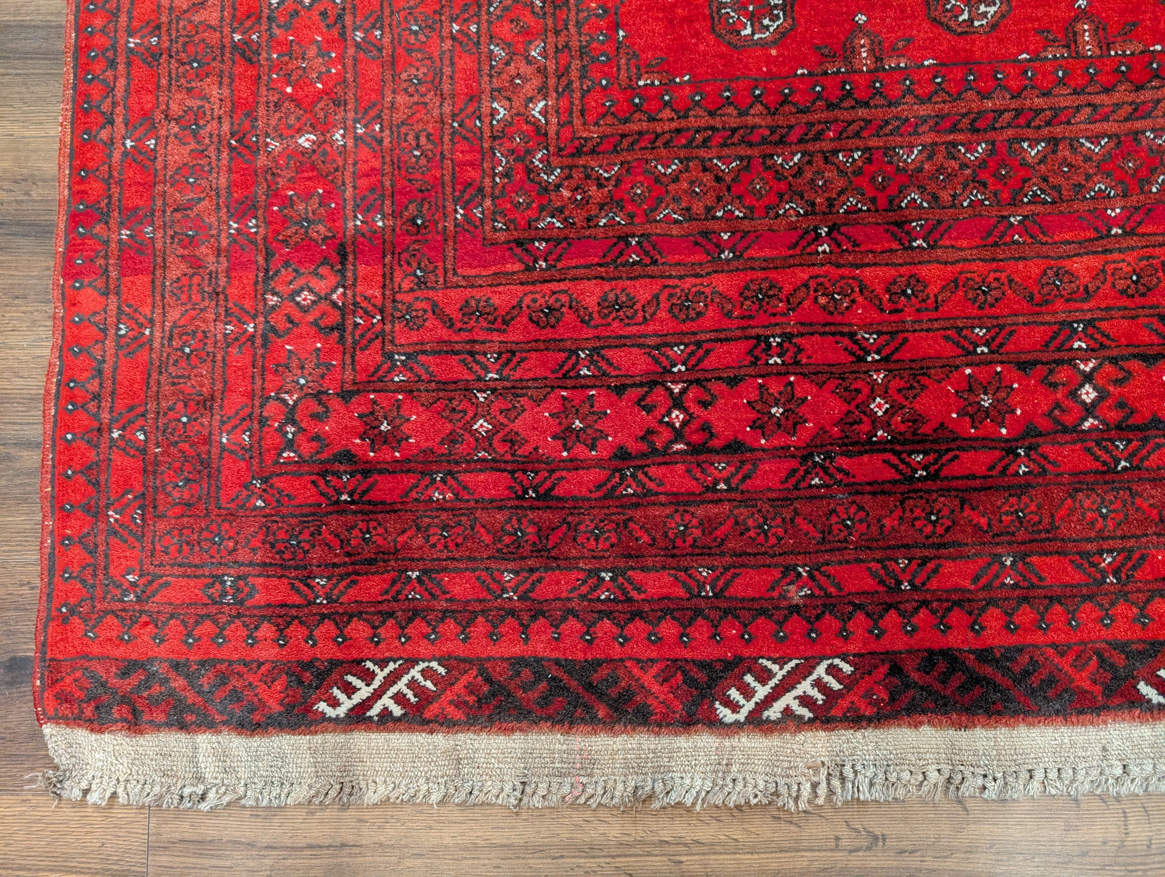 Red Afghan Turkoman Rug 7x9, Bokhara Rug, Wool, Tribal, Hand Knotted - Jewel Rugs