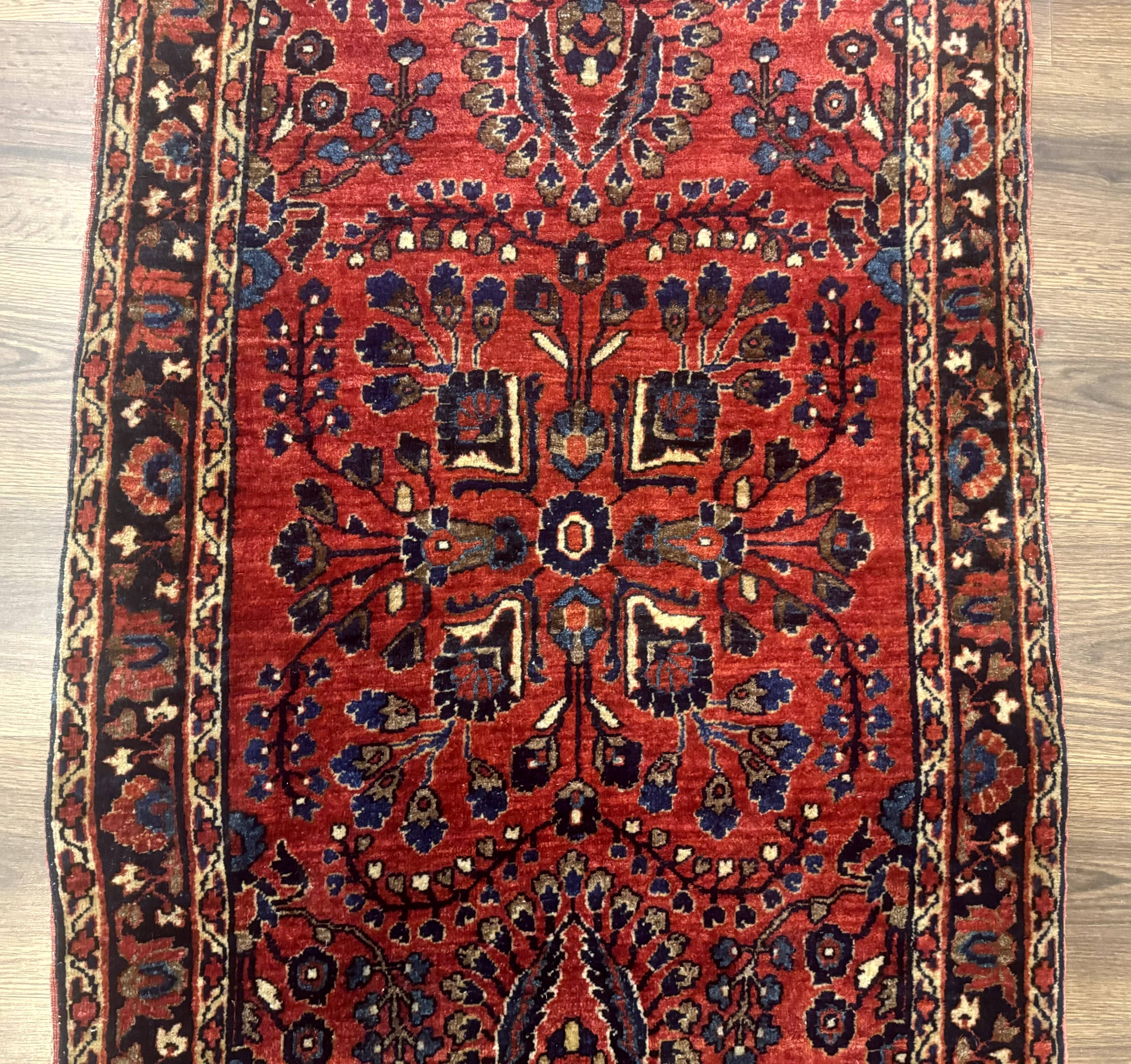 Small Red Persian Sarouk Rug 2.7 x 4.9, Floral, Antique - Jewel Rugs