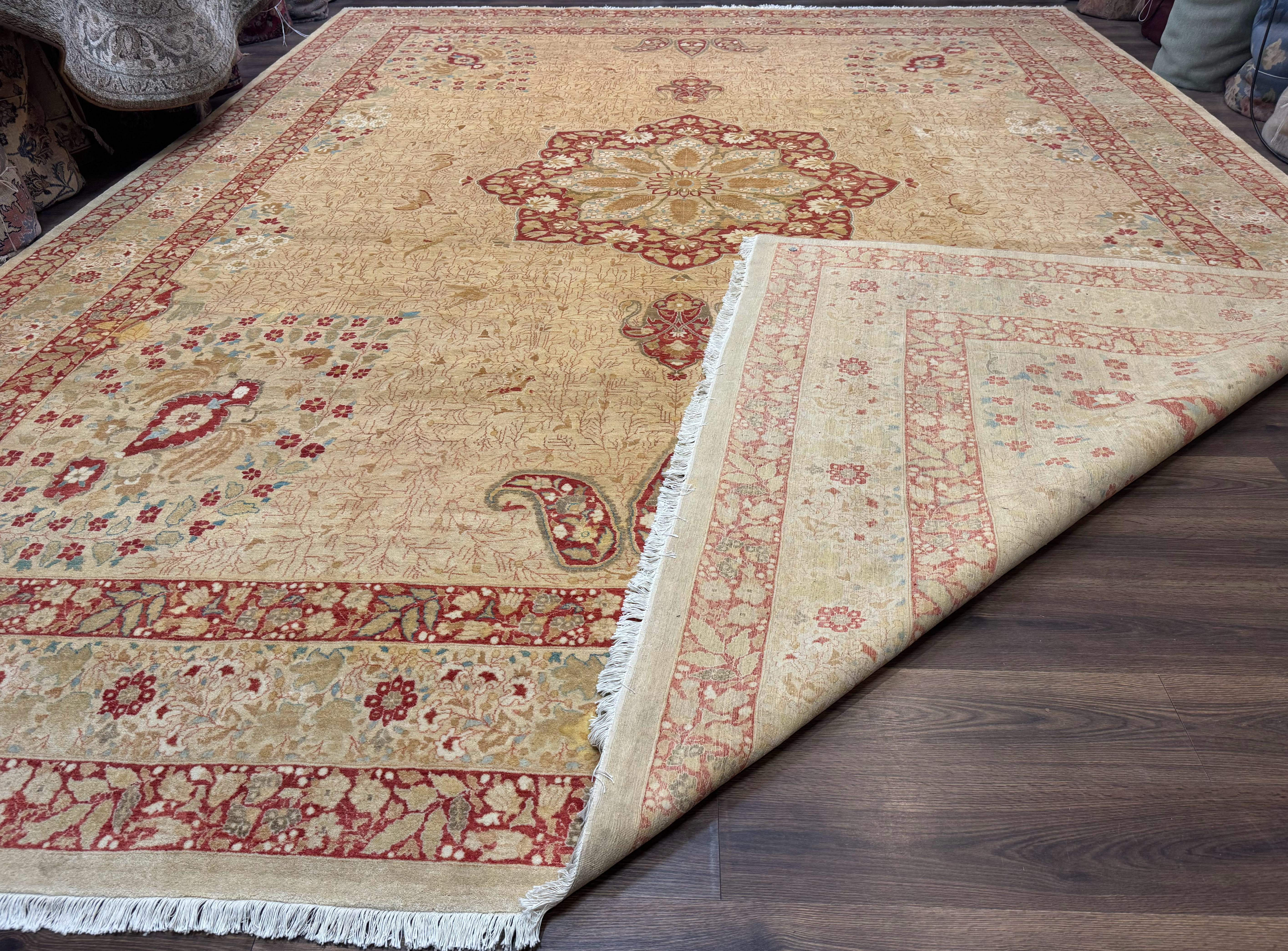 Palace Size Pak Persian Rug 13x17, Haji Jalili Design, Beige and Rust, Wool Hand Knotted, Fine 260 KPSI - Jewel Rugs