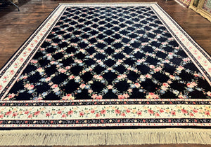 Karastan Rug 8.8 x 12, Garden of Eden #509/1270, Ebony Trellis, Vintage Discontinued Wool Pile Karastan Carpet