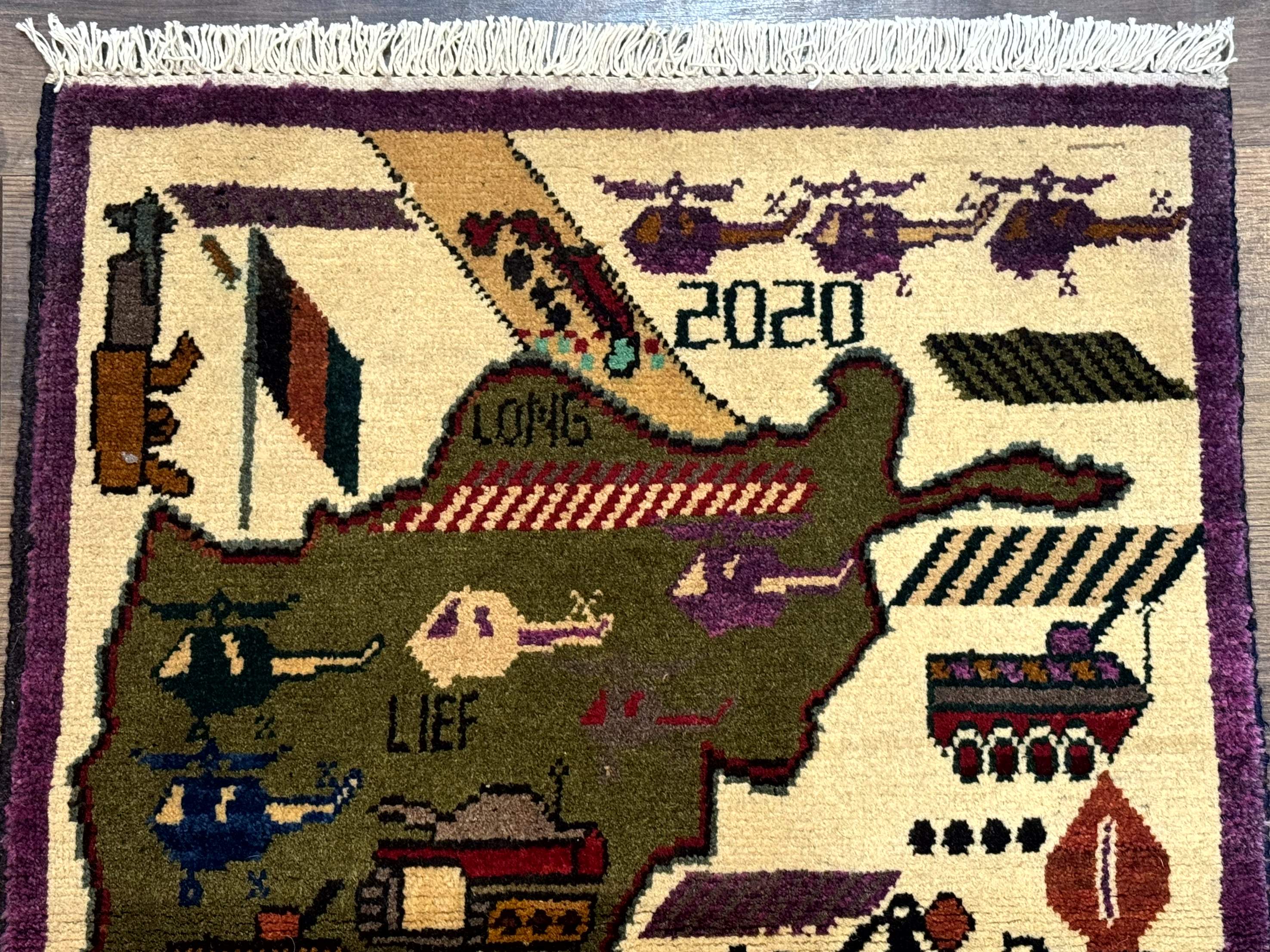 Small Afghan War Rug, Collectible, Wool - Jewel Rugs
