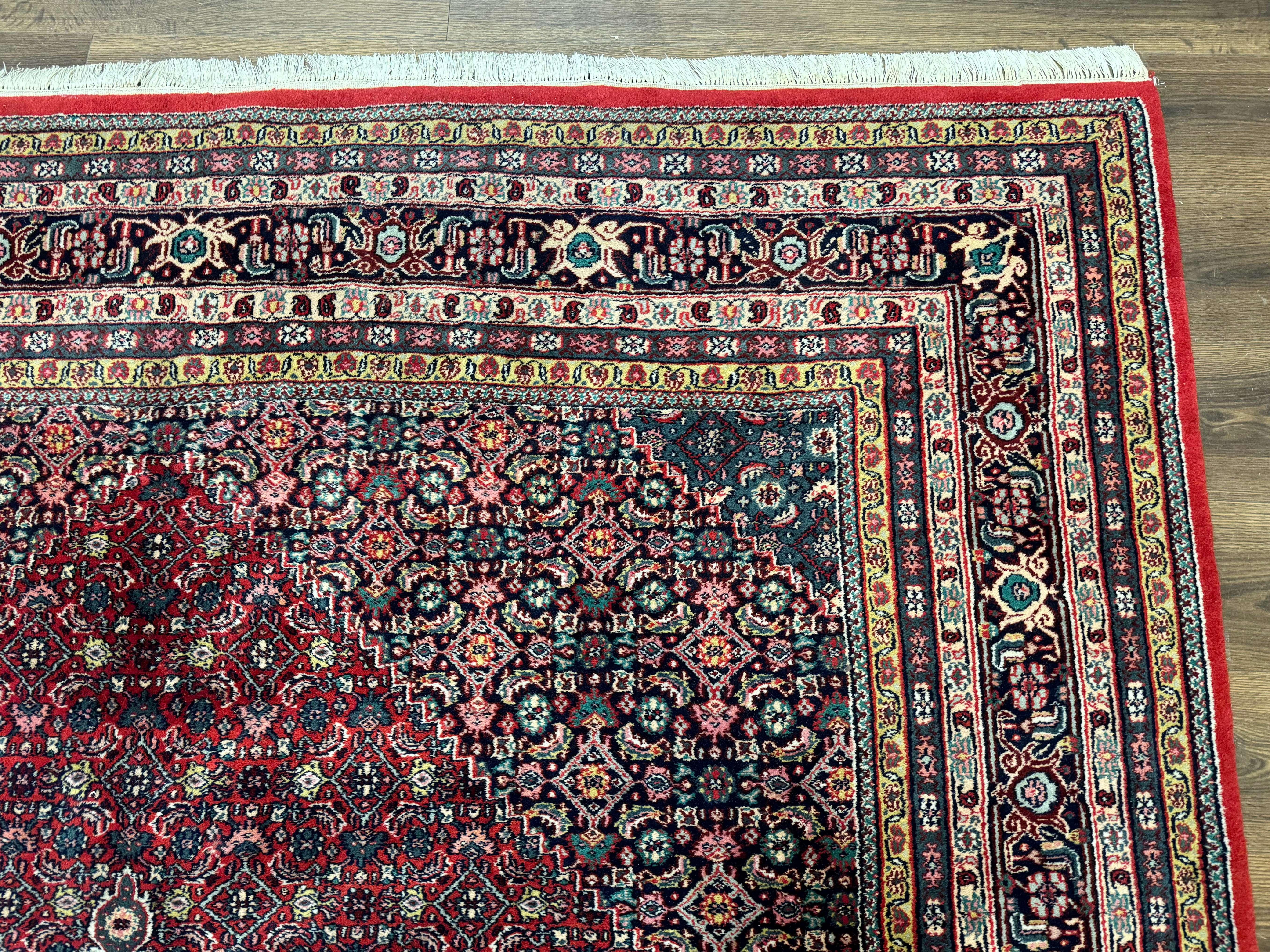 Indo Persian Bidjar Rug 8x10, Red, Herati Pattern, Soft Wool Pile, Vintage - Jewel Rugs