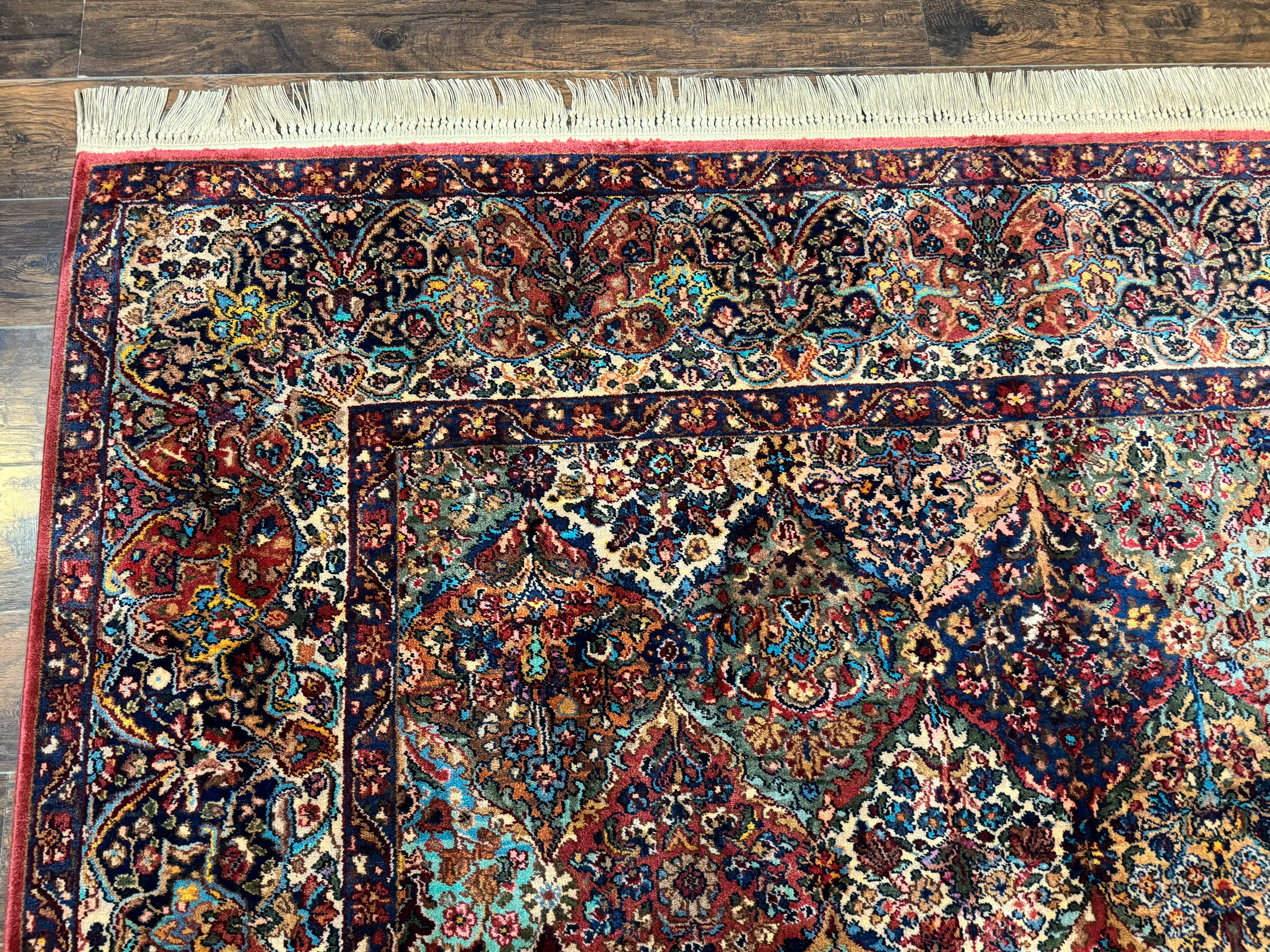 Karastan Rug 8.8 x 10.6, Multicolor Panel Kirman Rug #717, Original 700 Series, Vintage, 100% Wool Pile - Jewel Rugs