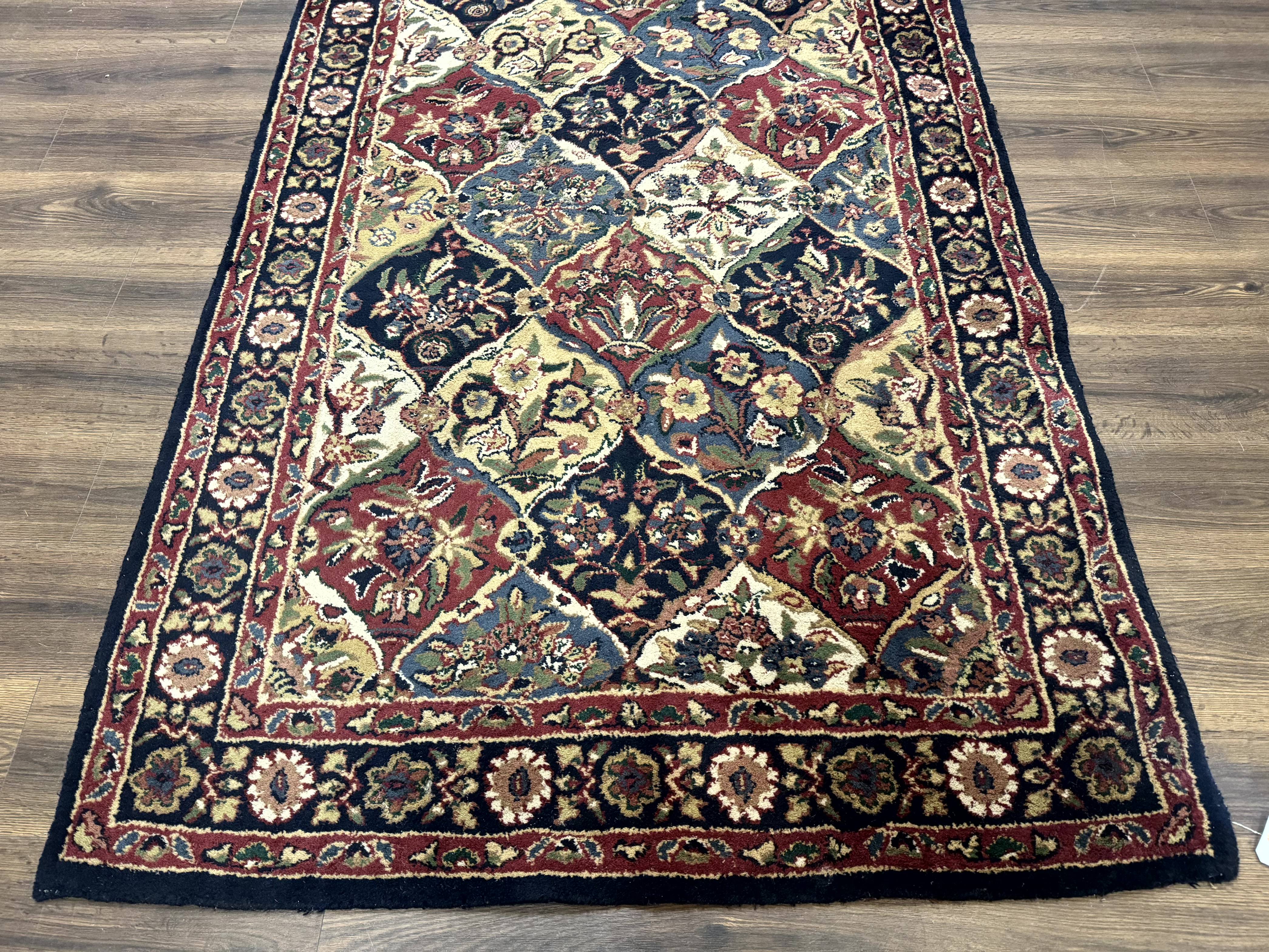 Panel Design Wool Rug 5x8 Multicolor Hand Tufted Vintage Carpet - Jewel Rugs