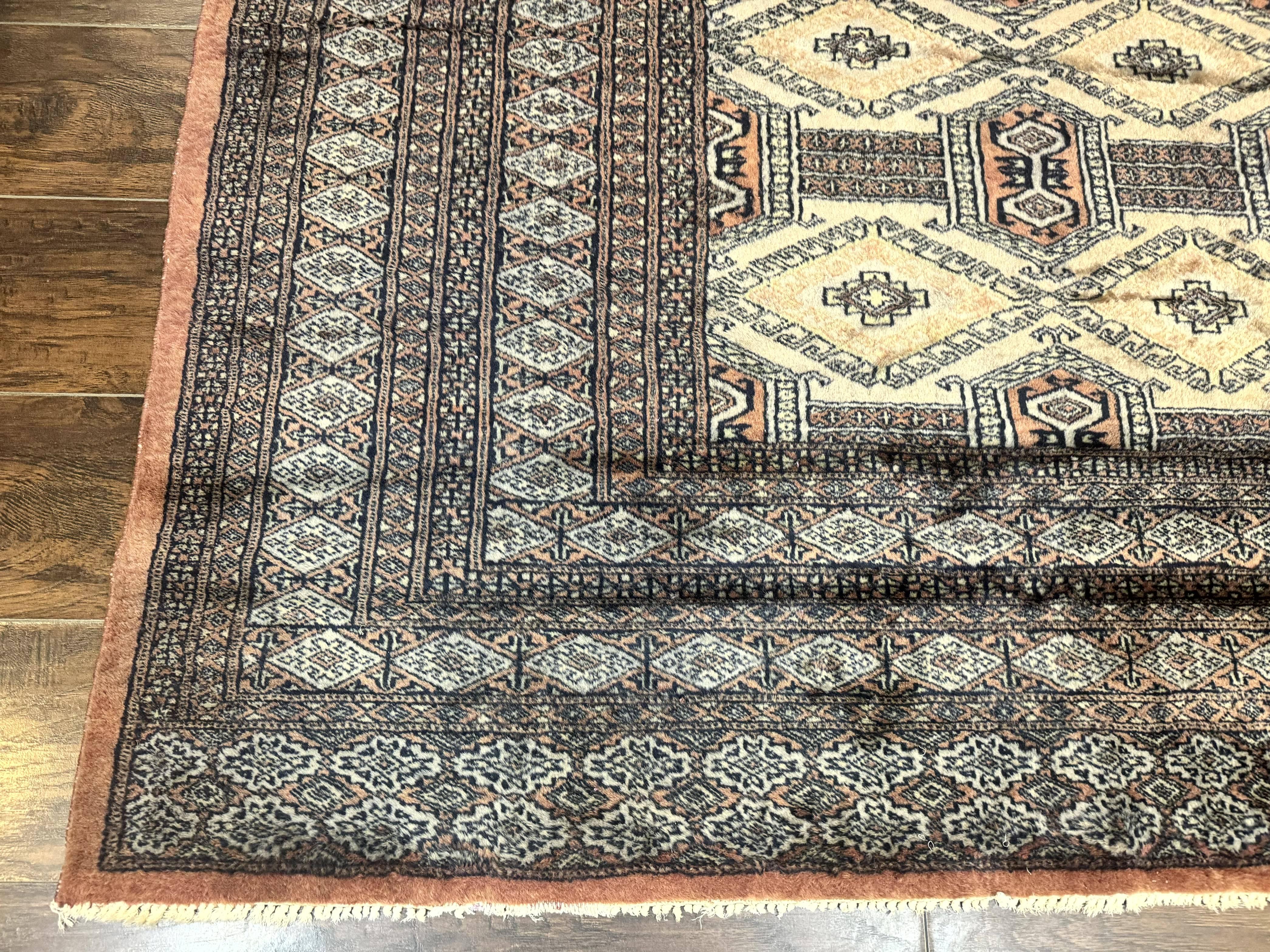Turkoman Bokhara Rug 8x11, Camel Hair Color, Handmade Vintage Wool Pakistani Carpet - Jewel Rugs