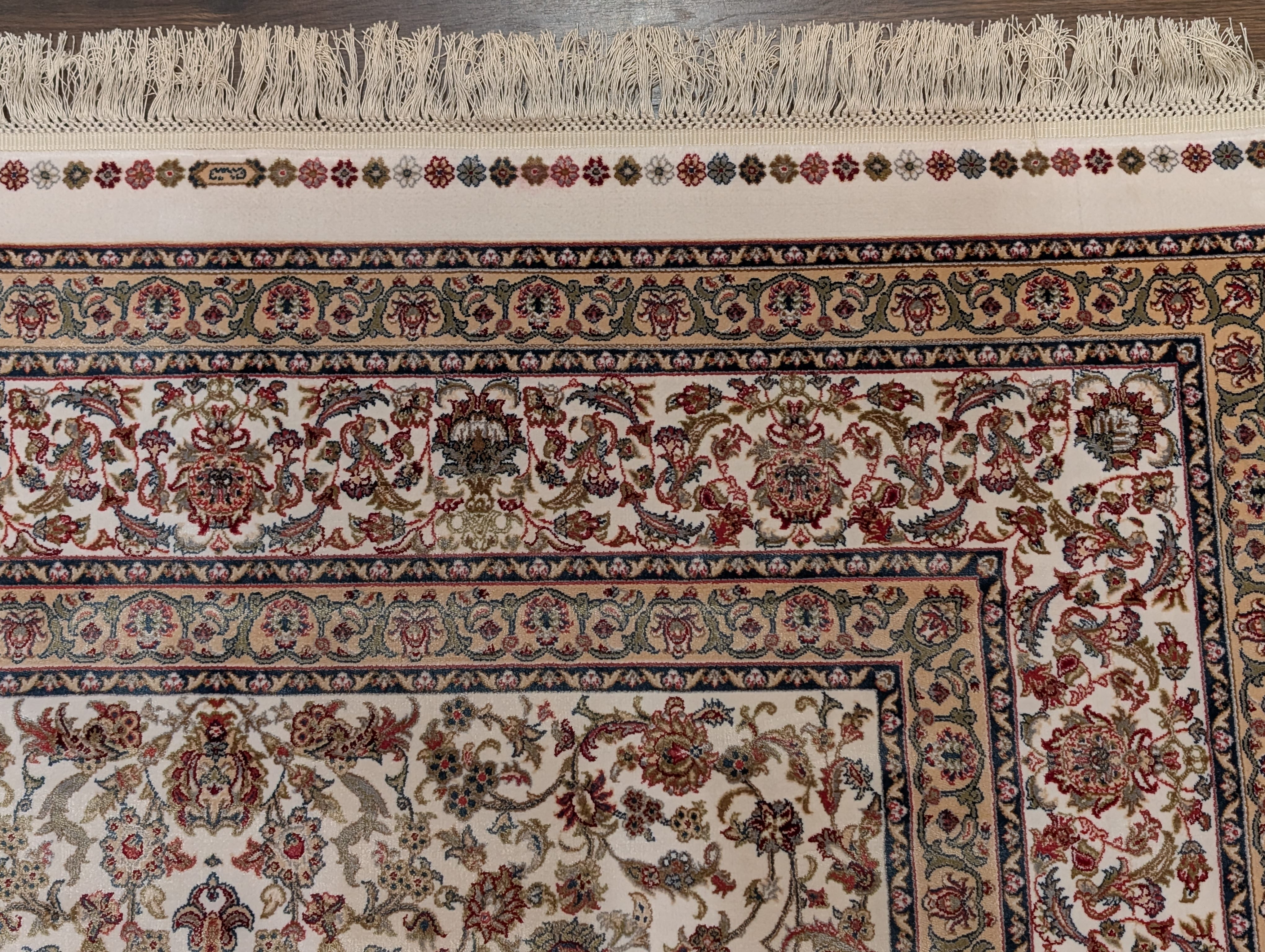 Square Silk Rug 5x5, Turkish Silk Carpet, Ivory, New, Bamboo Silk - Jewel Rugs