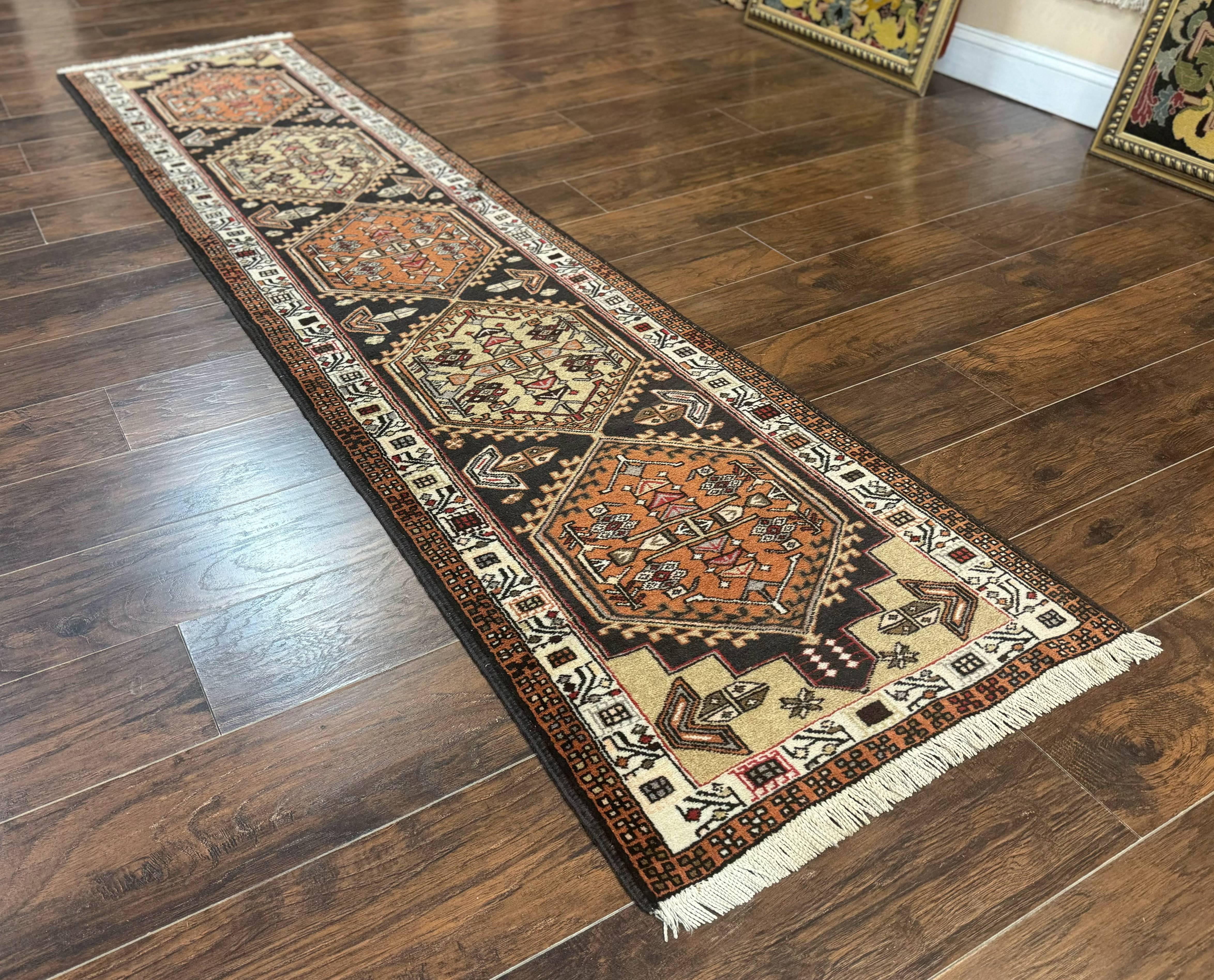 Persian Tribal Runner Rug 2.4 x 9.4, Geometric Medallions, Sarab Runner - Jewel Rugs
