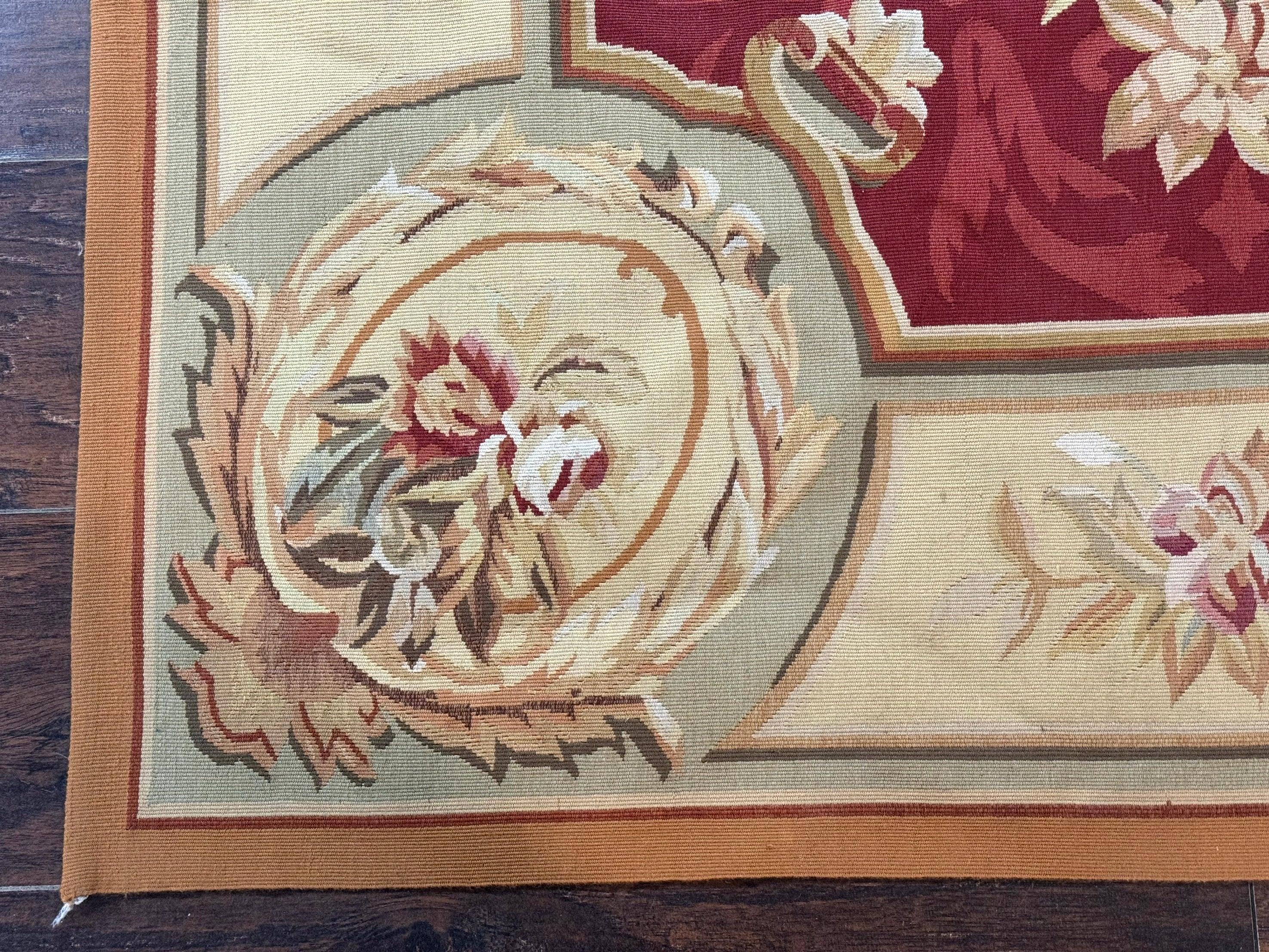 Aubusson Rug 4x6, Red, Floral, European Design, Vintage, Wool - Jewel Rugs