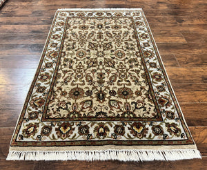 Pak Persian Rug 4x6, Floral Allover Vintage Oriental Carpet, Handmade Wool Rug