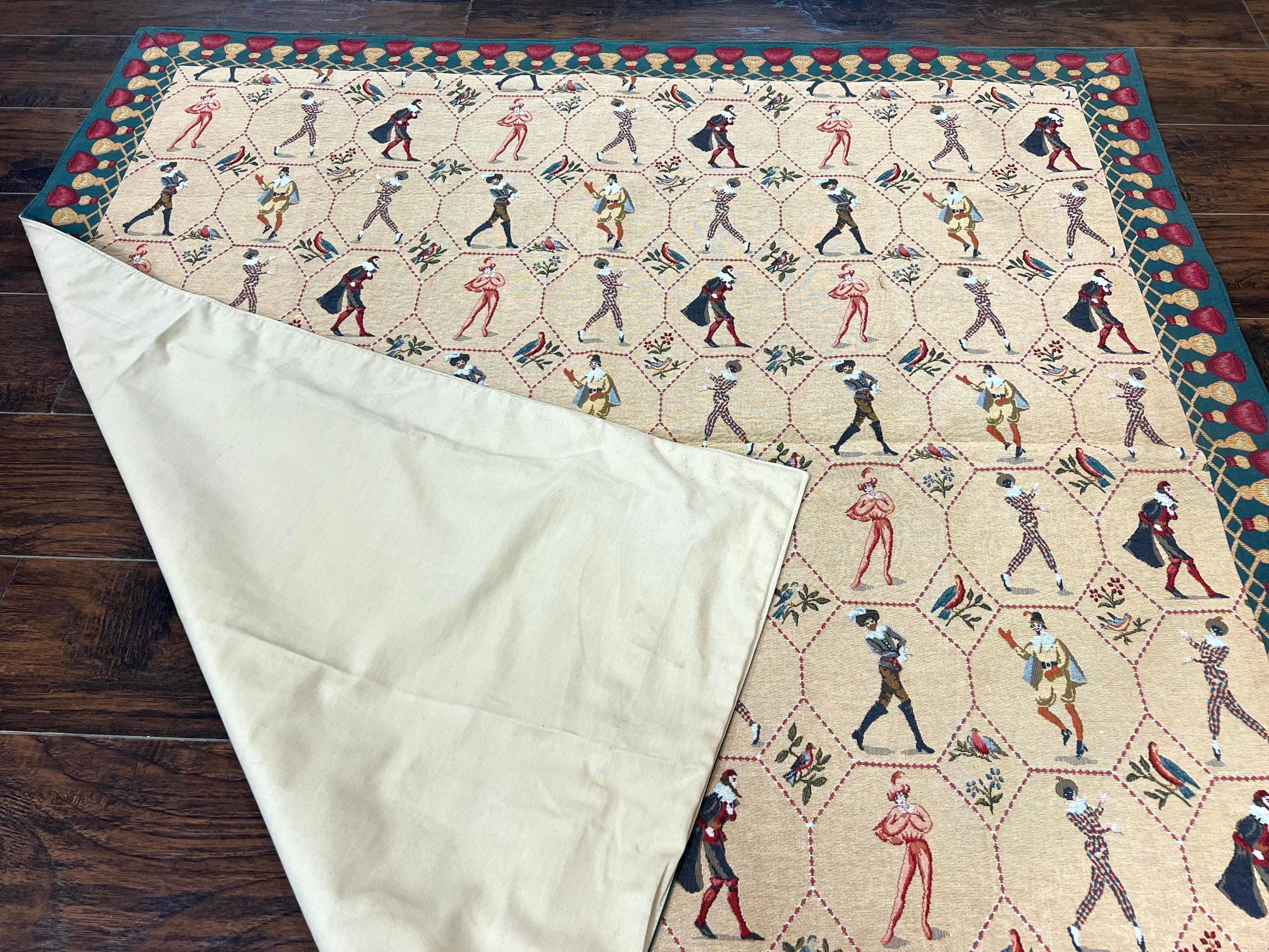 Square Tapestry 5x5, Wall Hanging, Human Pictorials, Court Jesters, Vintage - Jewel Rugs