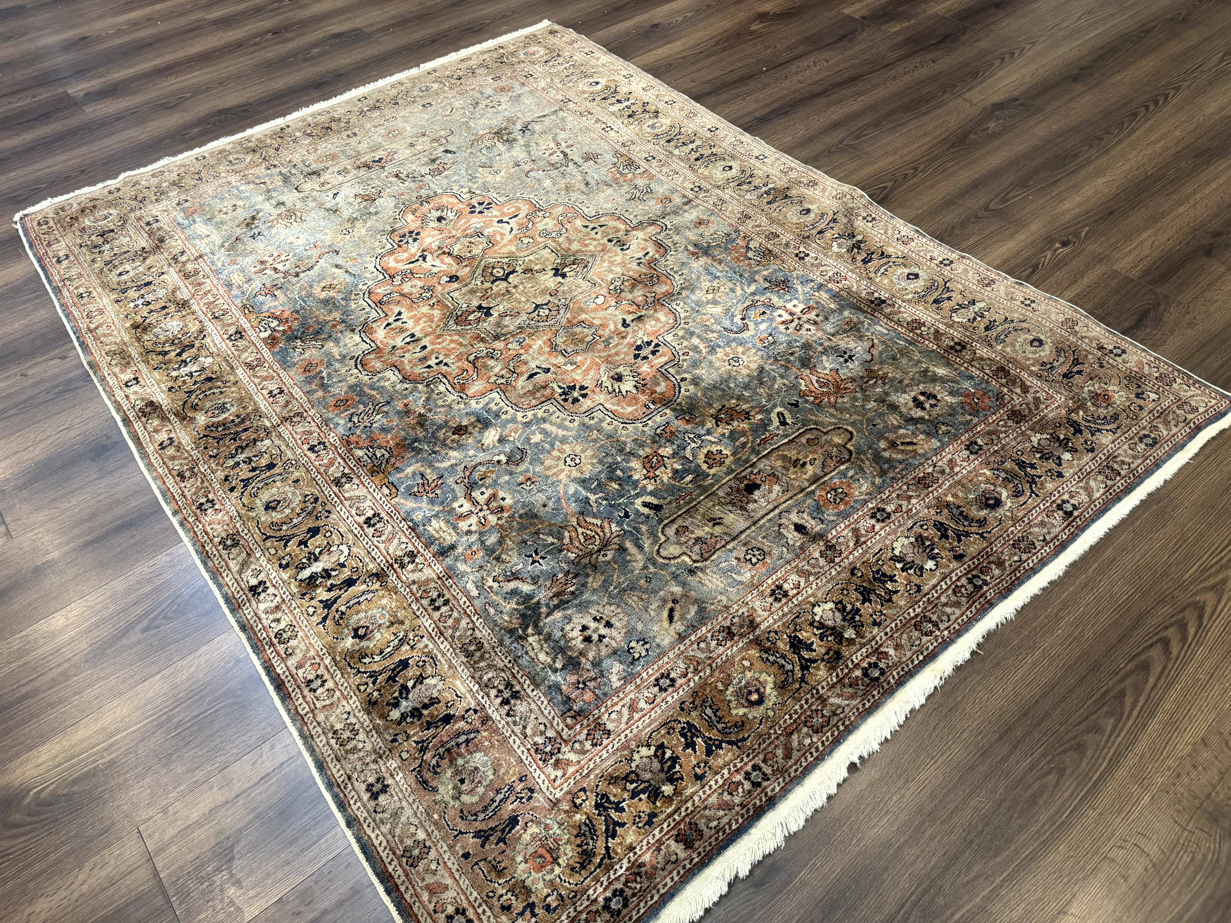 Silk Turkish Kayseri Rug 5x7, Light Blue - Jewel Rugs