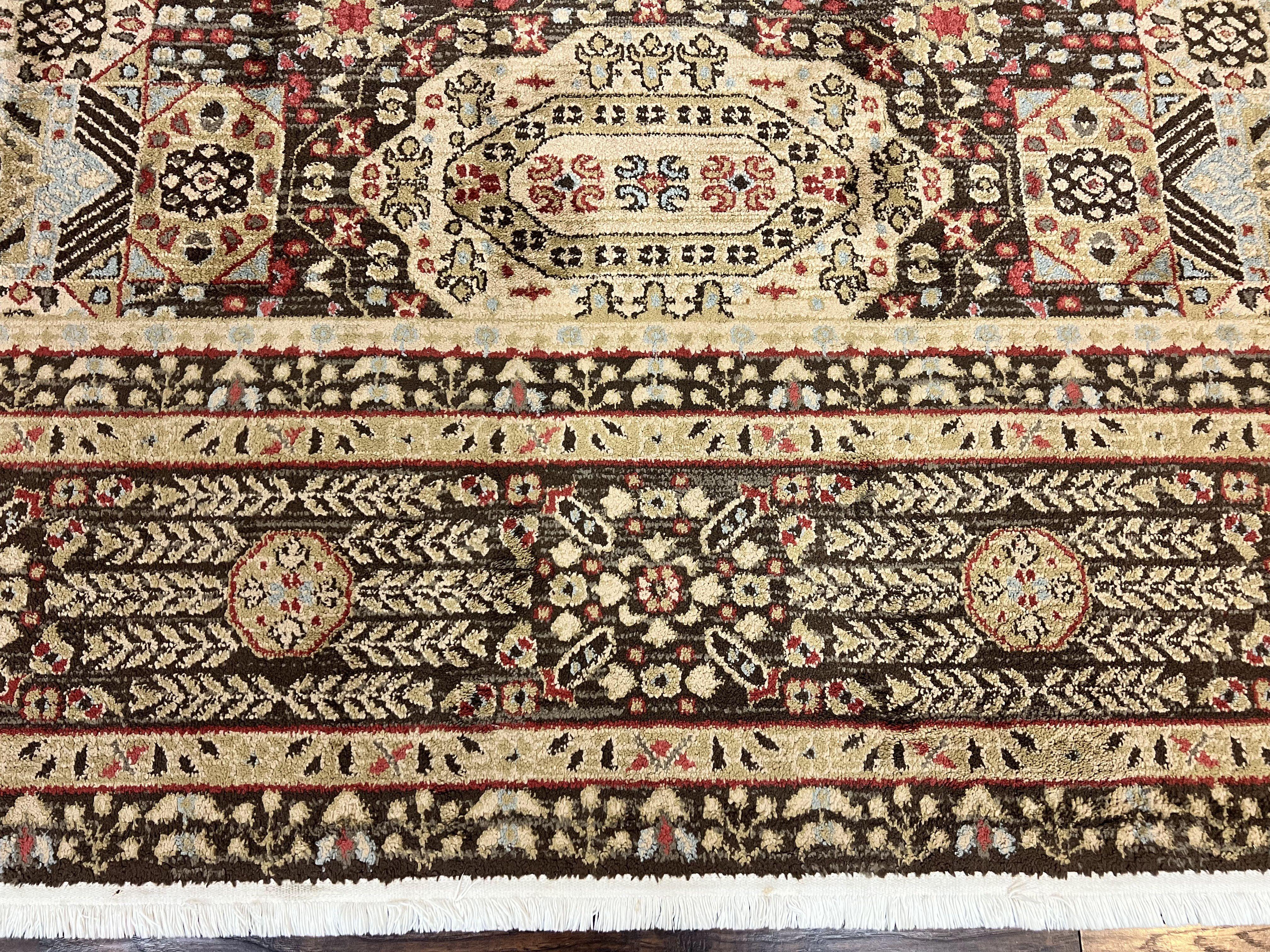 Room Sized Oriental Rug 10x11, Power Loomed Carpet, Tan Brown, Unique Loom - Jewel Rugs